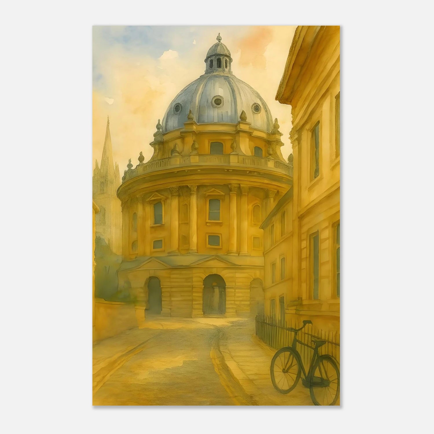 Oxford Radcliffe Camera Watercolour Poster – English University Architecture Art - Travel Print - Wall Art - A1, A2, A3, A4 Poster 28x43 cm XL (11x17″)