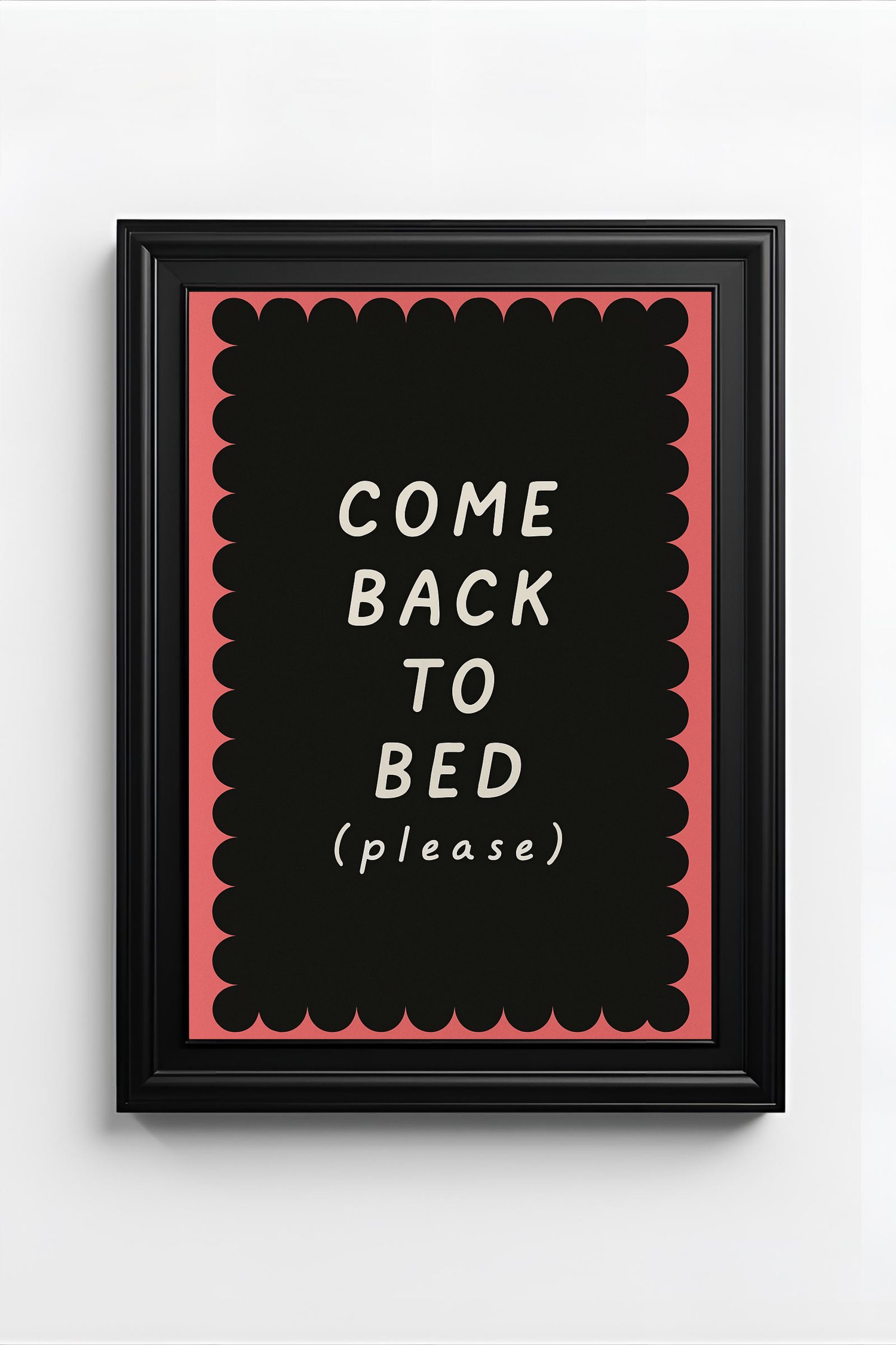 Come Back to Bed Poster - Romantic Pink & Black Wall Art | Pastel Bedroom Decor Print