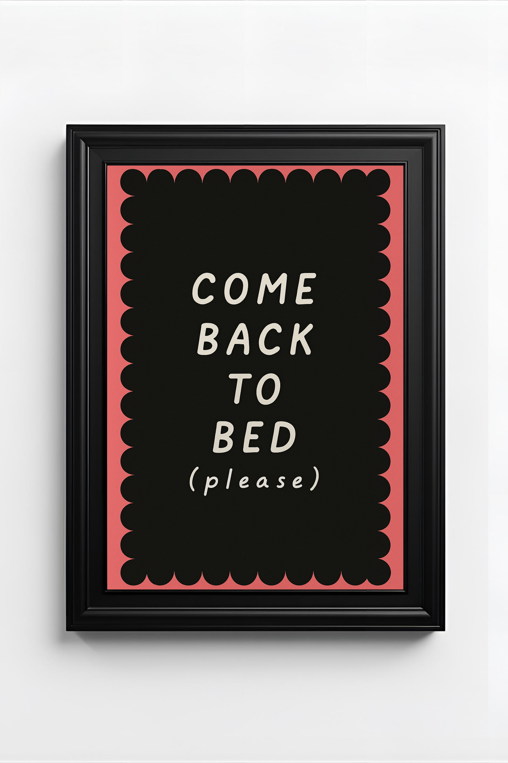Come Back to Bed Poster - Romantic Pink & Black Wall Art | Pastel Bedroom Decor Print
