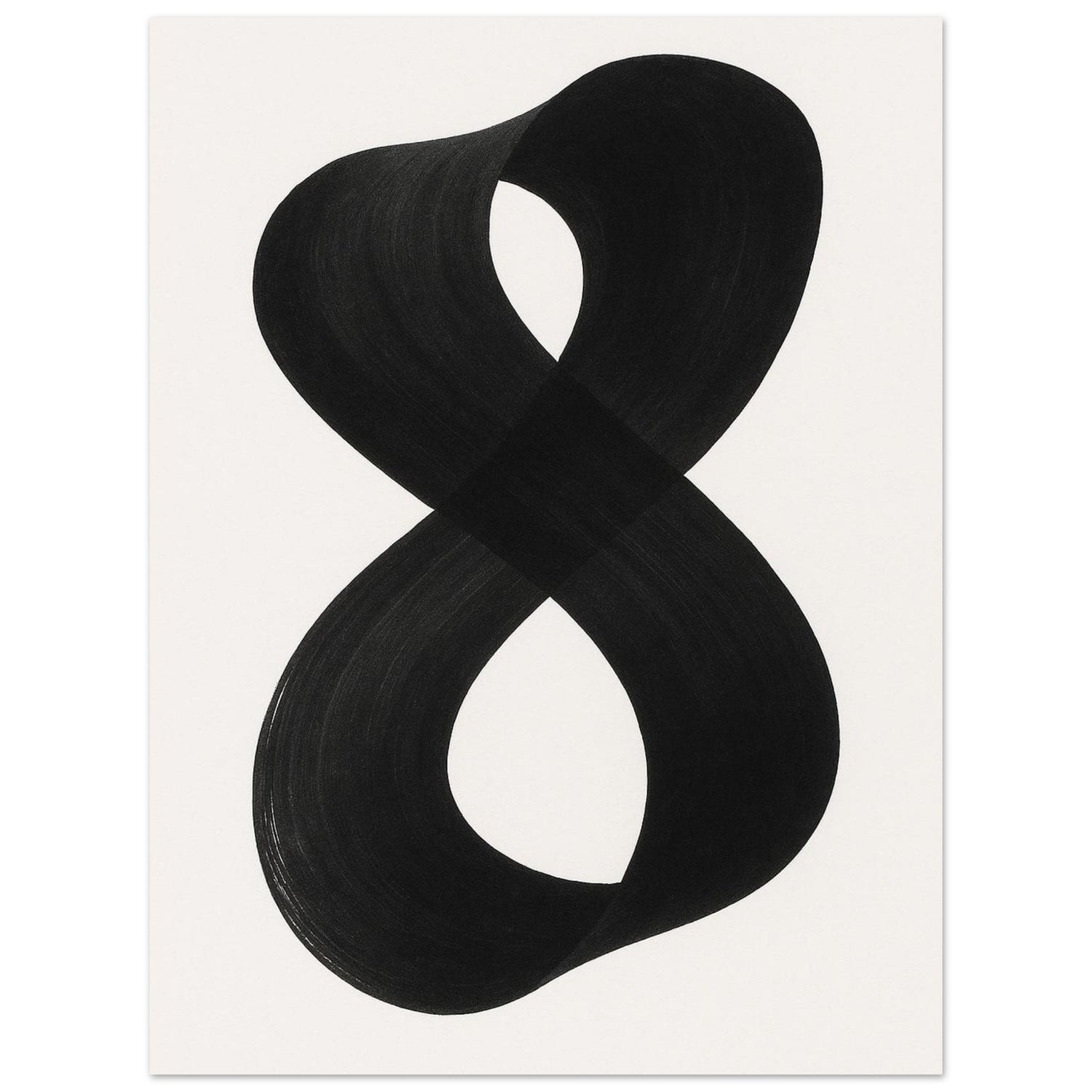 Infinity Abstract Brushstroke Art Print - Modern Minimalist Poster in Pink, Blue, Ochre, Black 75x100 cm 30x40″ Black