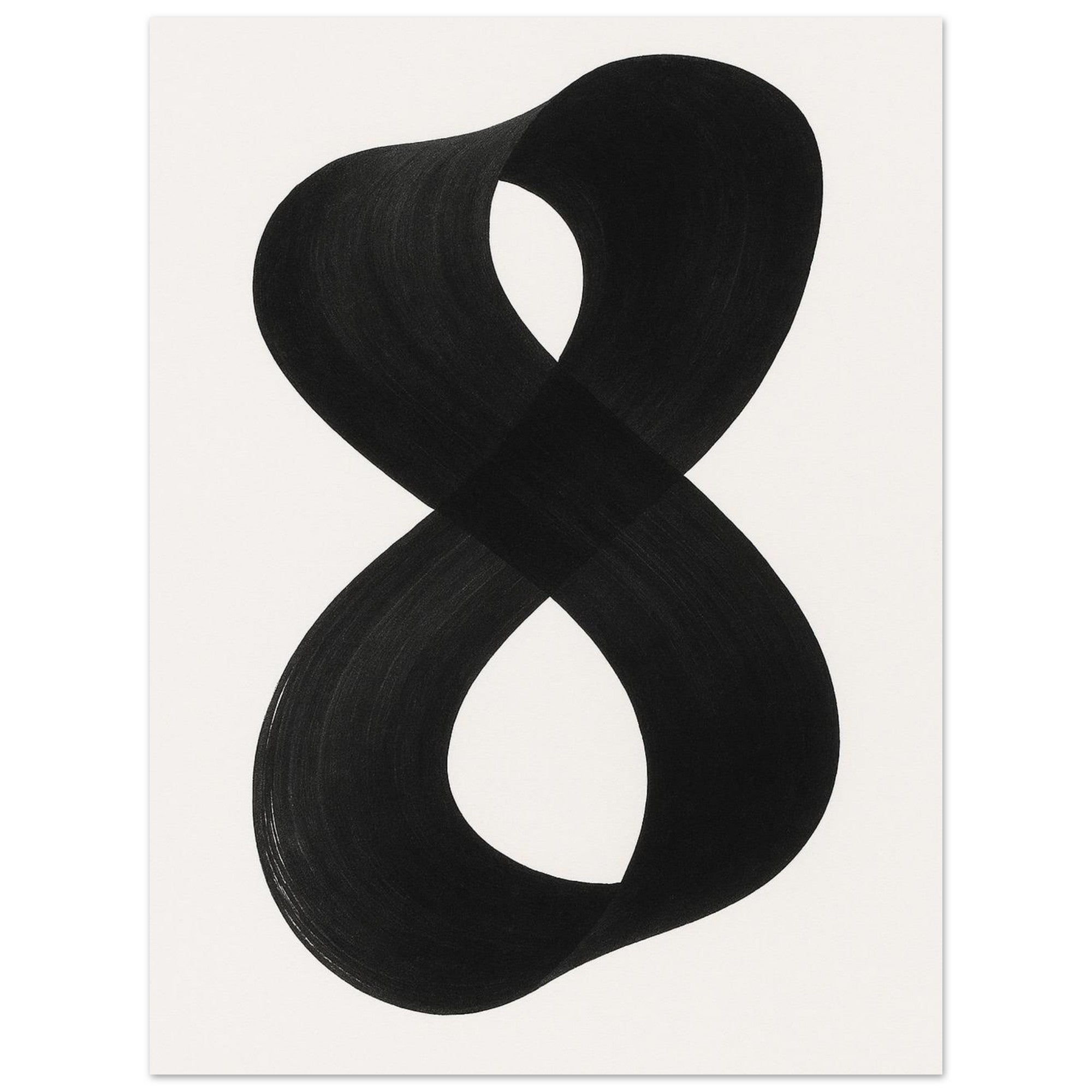 Infinity Abstract Brushstroke Art Print - Modern Minimalist Poster in Pink, Blue, Ochre, Black 75x100 cm 30x40″ Black