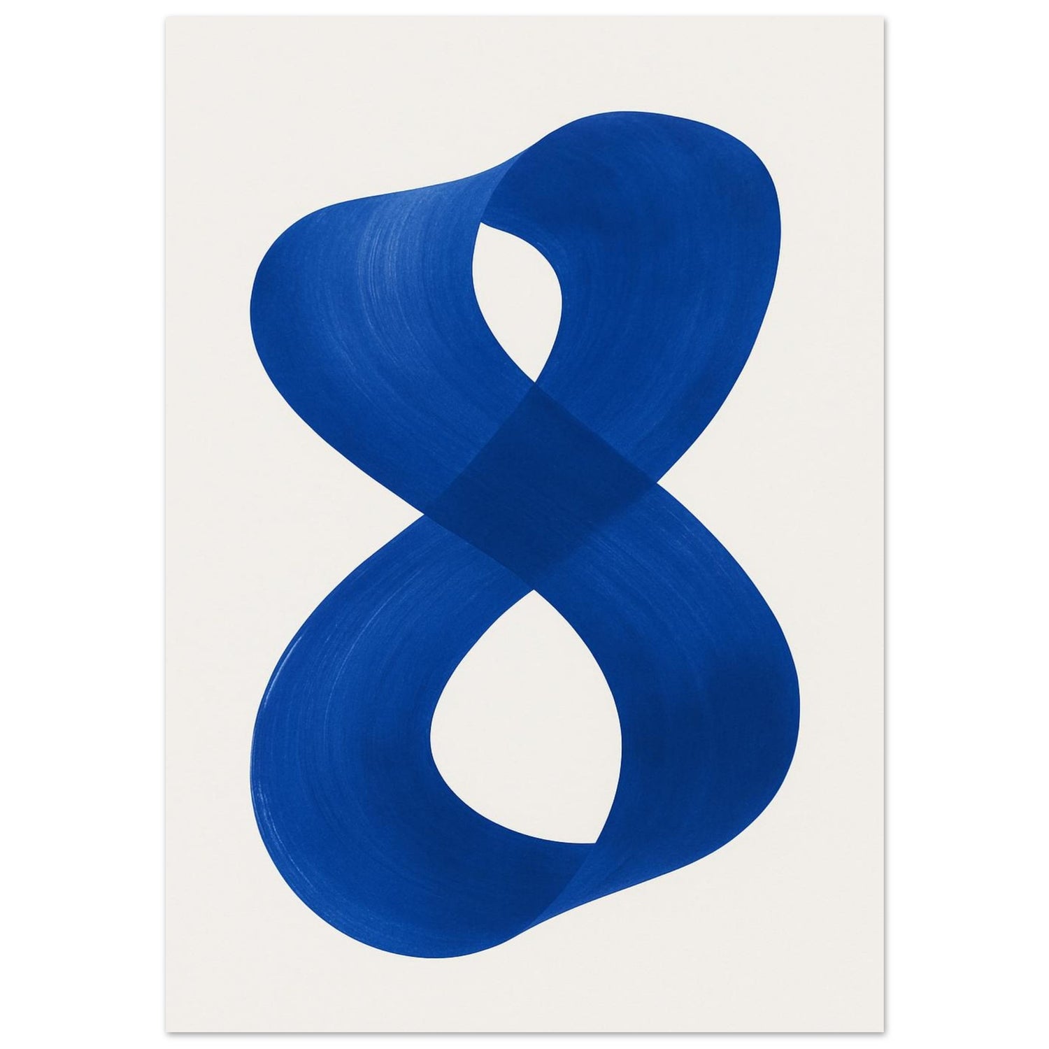 Infinity Abstract Brushstroke Art Print - Modern Minimalist Poster in Pink, Blue, Ochre, Black 21x29.7 cm 8x12" Blue