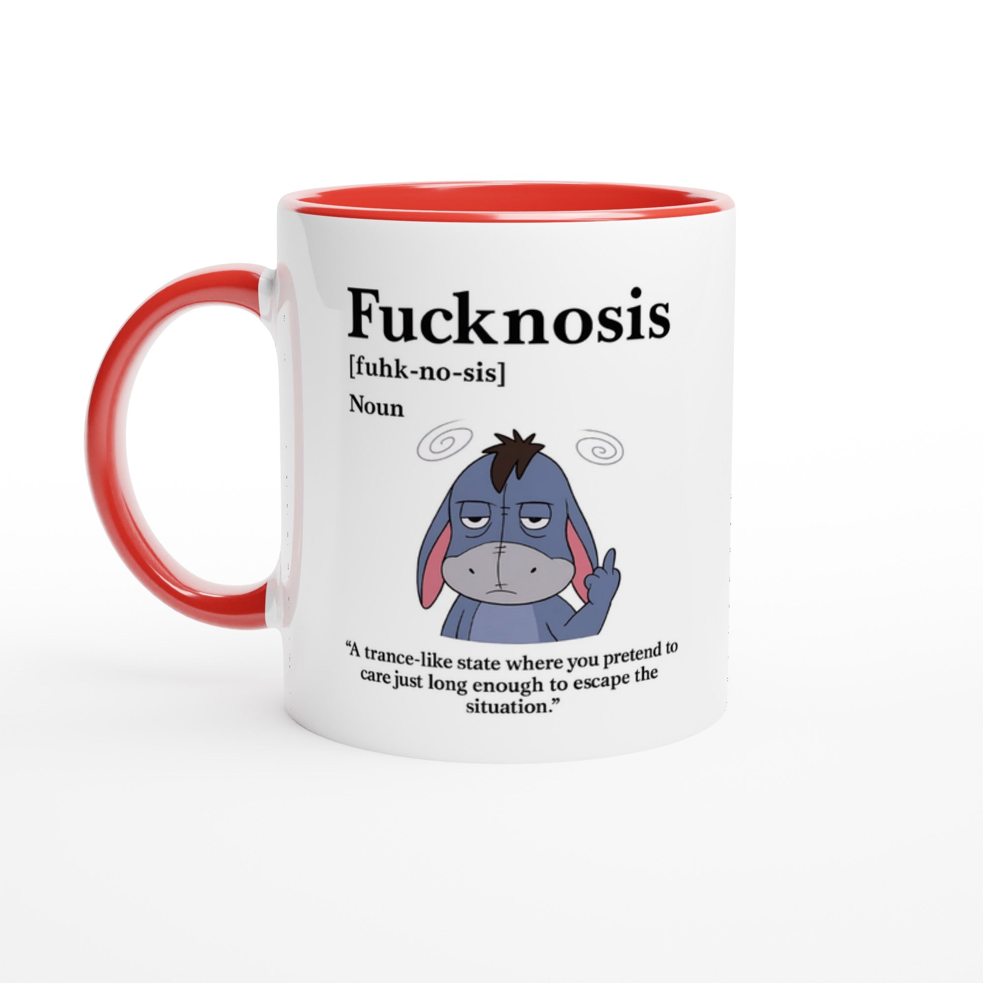 Funny F*cknosis Mug – Sarcastic Definition Coffee Cup with Dog, Cat, Bear, or Horse Design – 11oz Ceramic Humor Gift Ceramic Red Donkey