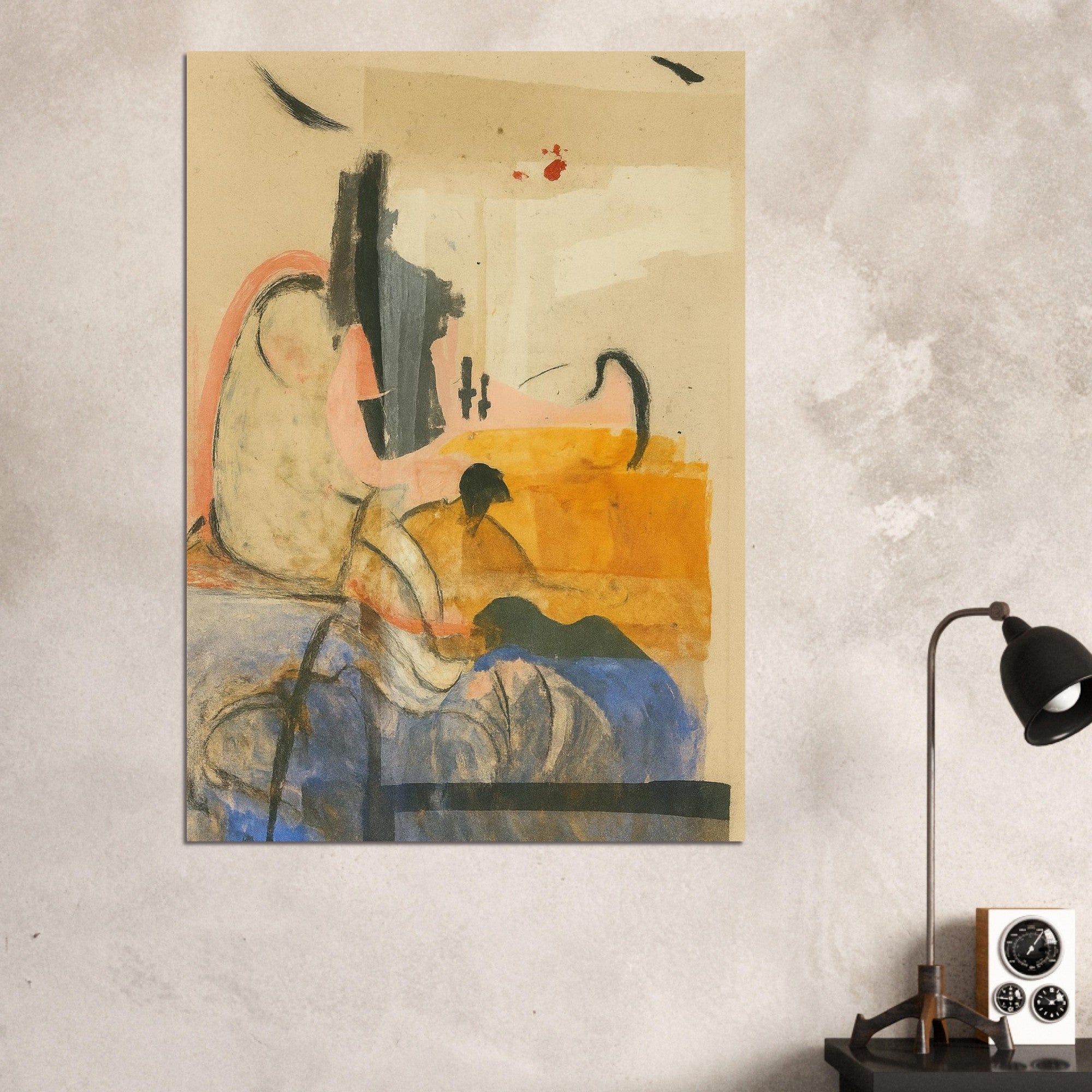 Echoes in Ochre: Modern Abstract Watercolor Poster (A3 Size | Vertical | Textured Art Print) A0 (84.1 x 118.9 cm)