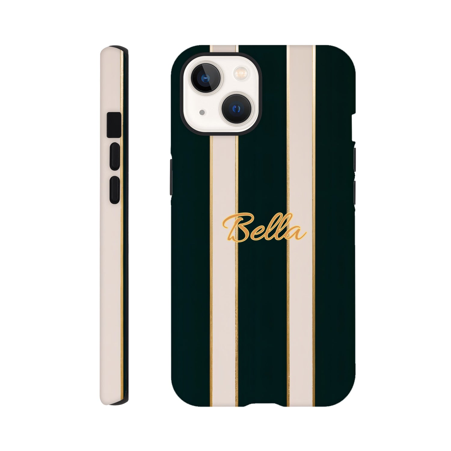 Elegant Striped Phone Case - Black & Cream Design with Gold Accents for iPhone & Samsung | Luxury Protection iPhone 13