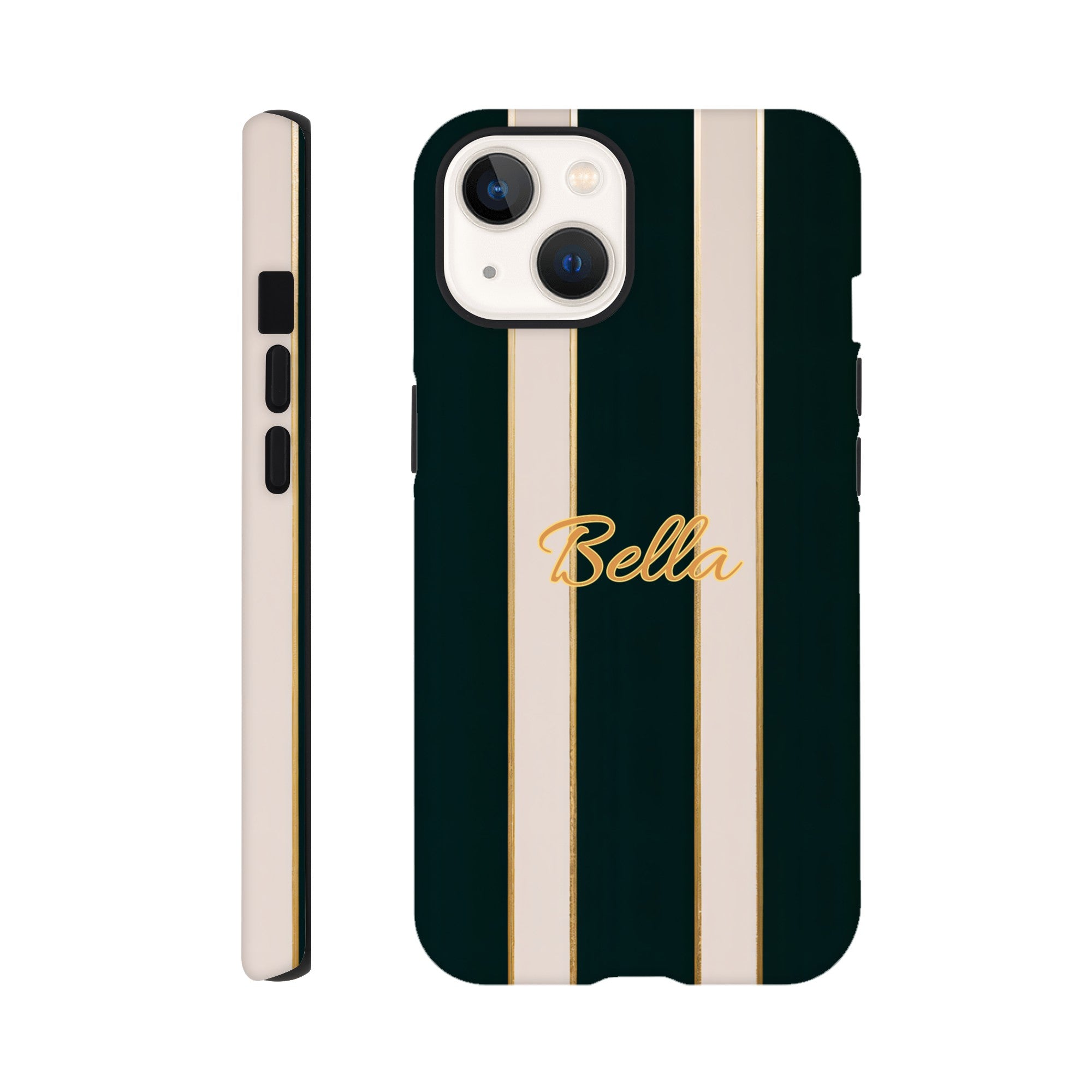 Elegant Striped Phone Case - Black & Cream Design with Gold Accents for iPhone & Samsung | Luxury Protection iPhone 13