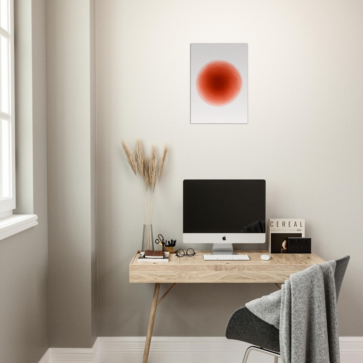 Crimson Pulse – Abstract Red Watercolor Circle Print - Slim Canvas - Wall Art