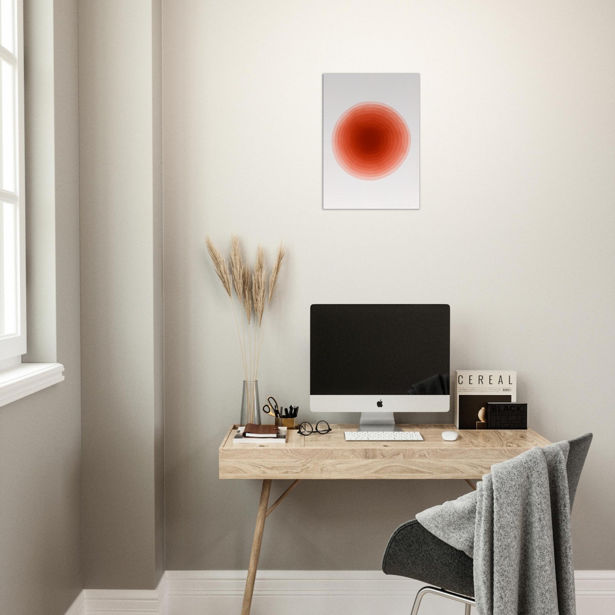 Crimson Pulse – Abstract Red Watercolor Circle Print - Slim Canvas - Wall Art