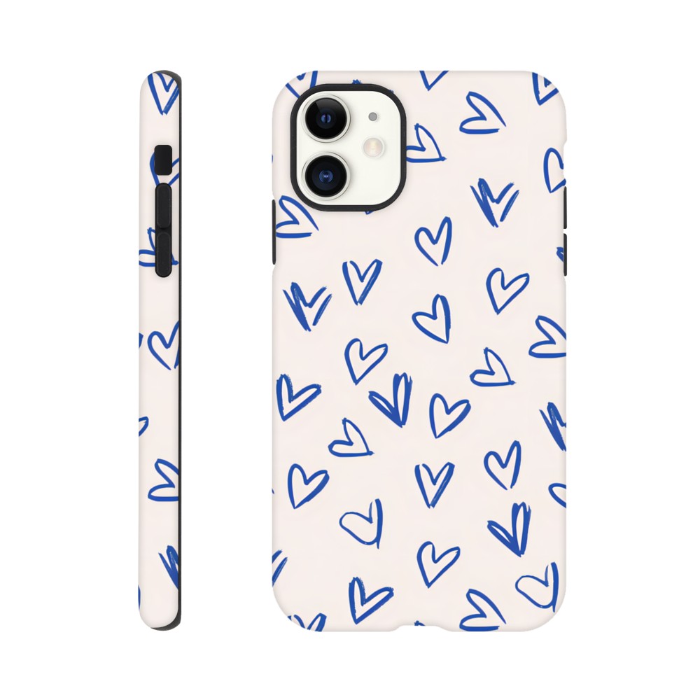 Blue Hearts Phone Case - Cute Minimalist Pattern for iPhone & Samsung | Romantic Design Protection iPhone 11