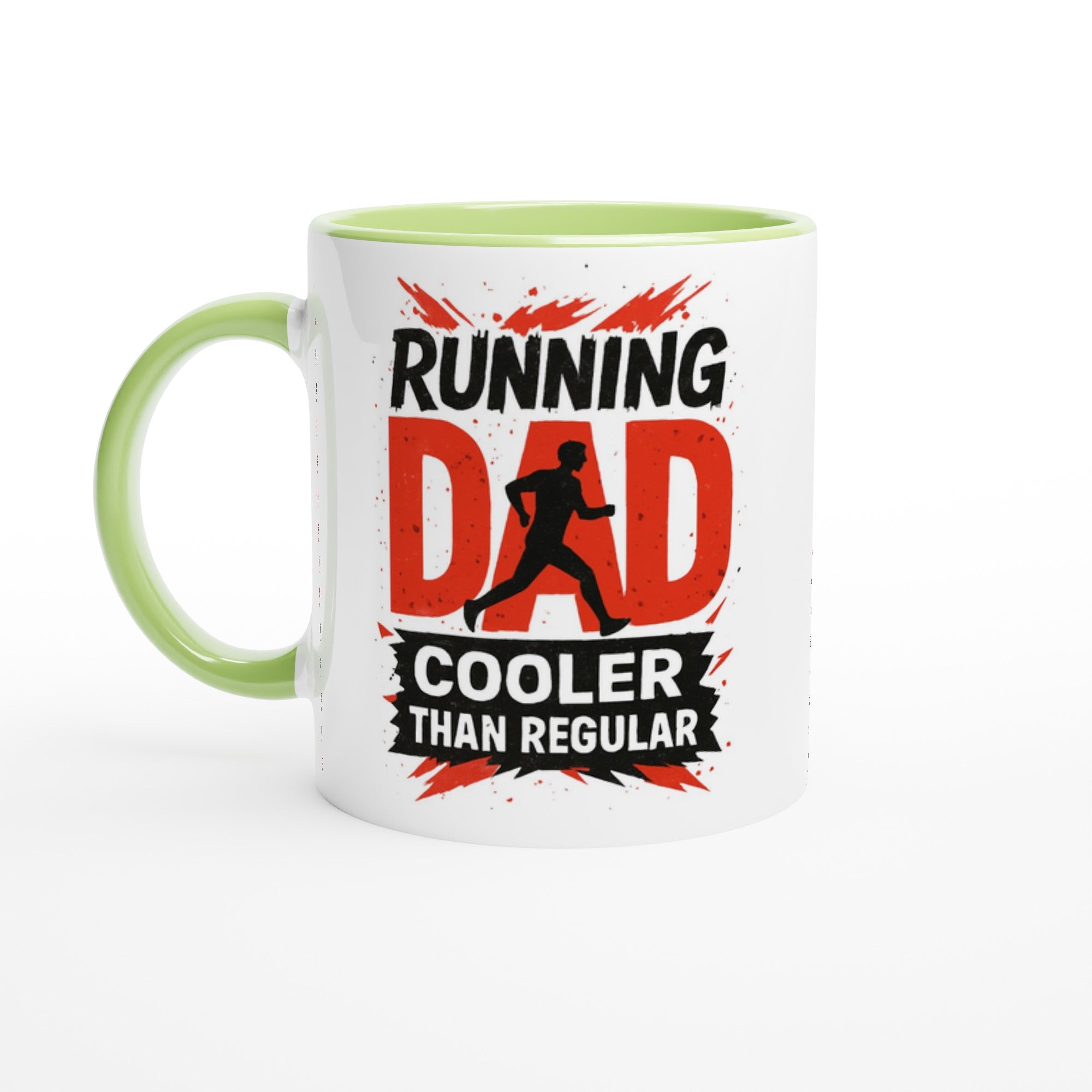 Running Dad Mug - Cooler than Regular Dad | 11oz Gift for Runners Ceramic Green