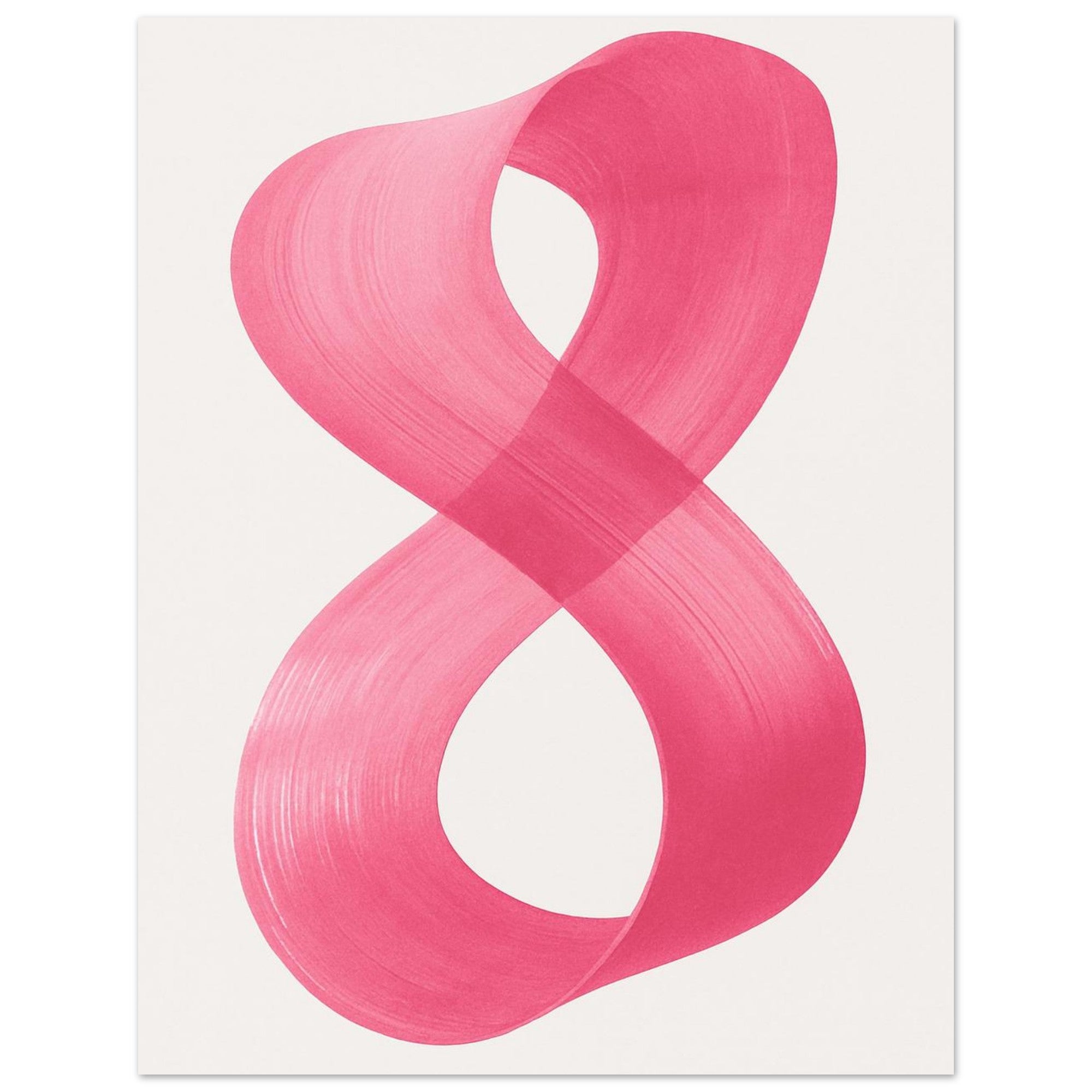 Infinity Abstract Brushstroke Art Print - Modern Minimalist Poster in Pink, Blue, Ochre, Black 27x35 cm 11x14″ Pink