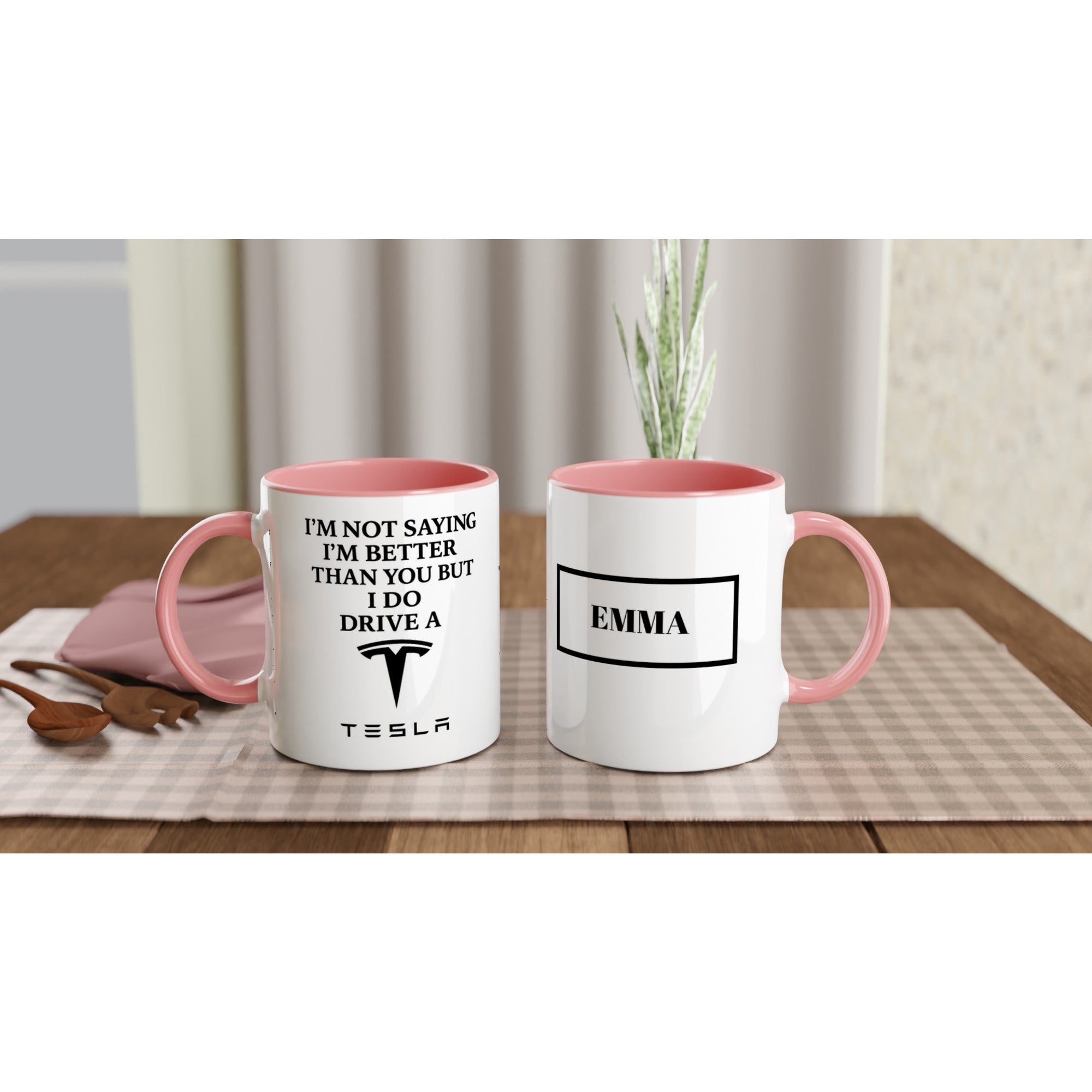 Electric Dreams - Personalized Tesla Ceramic Mug Ceramic Pink