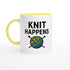 Knit Happens Mug - Perfect Gift for Knitters - Ceramic Coffee Cup for Hobby Lovers Ceramic Yellow