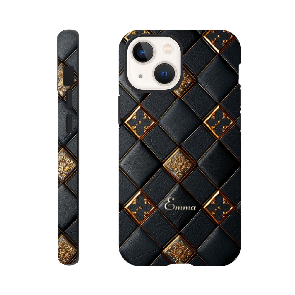 Personalized iPhone 16 and 15 Pro Max Cover,Luxury Checkers Pattern Tough Case,Custom Design,iPhone 16,15,14,13,12,11 iPhone 13 Mini