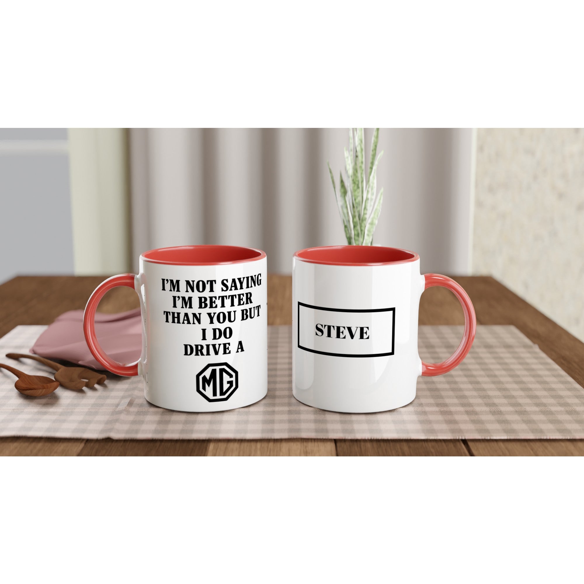 Personalized MG Mug - Custom Car Lover Gift - 11oz Ceramic Mug in Multiple Colors Ceramic Red