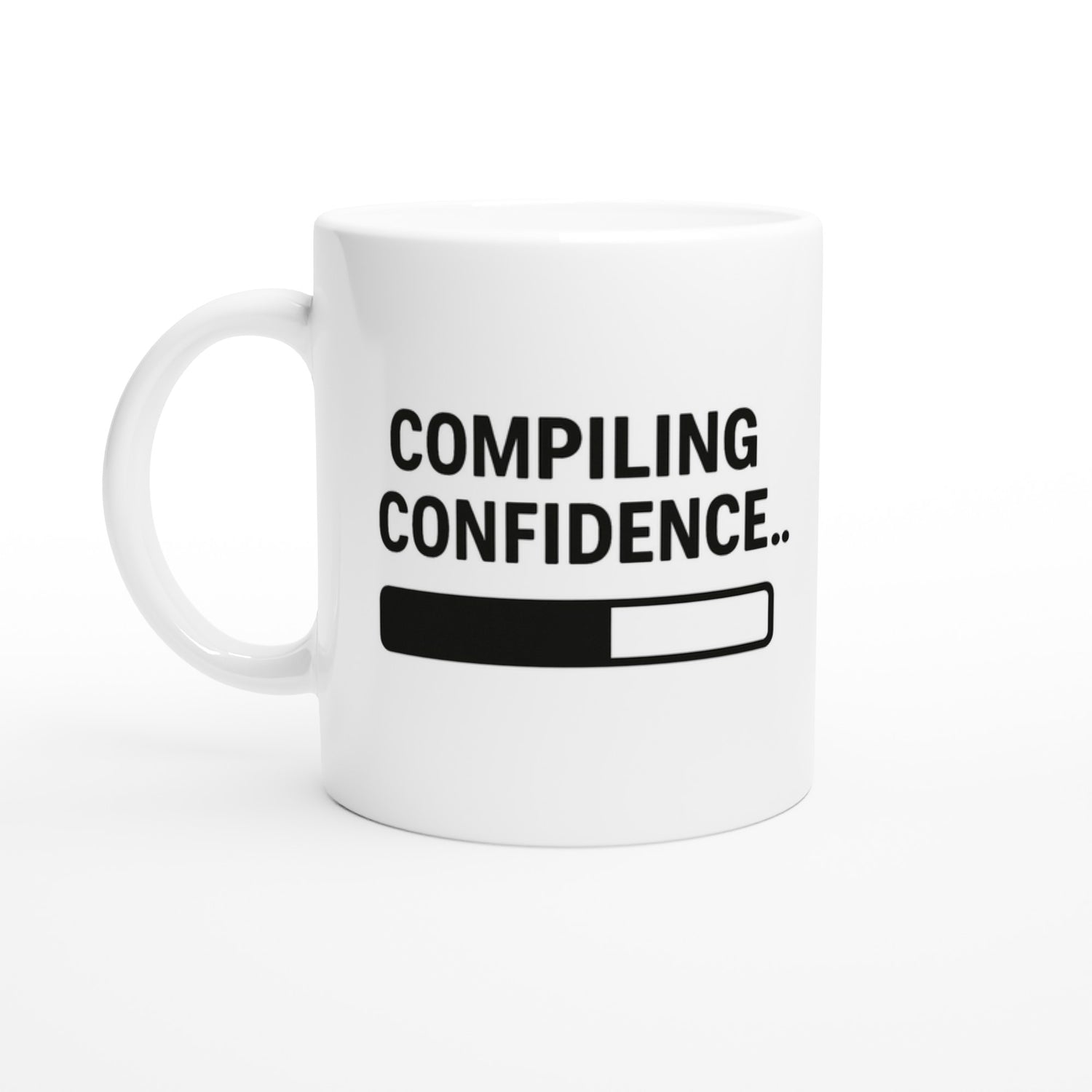Compiling Confidence Mug - Fun Gift for Young Coders & Tech Wizards - Dishwasher Safe Ceramic 11oz Ceramic White