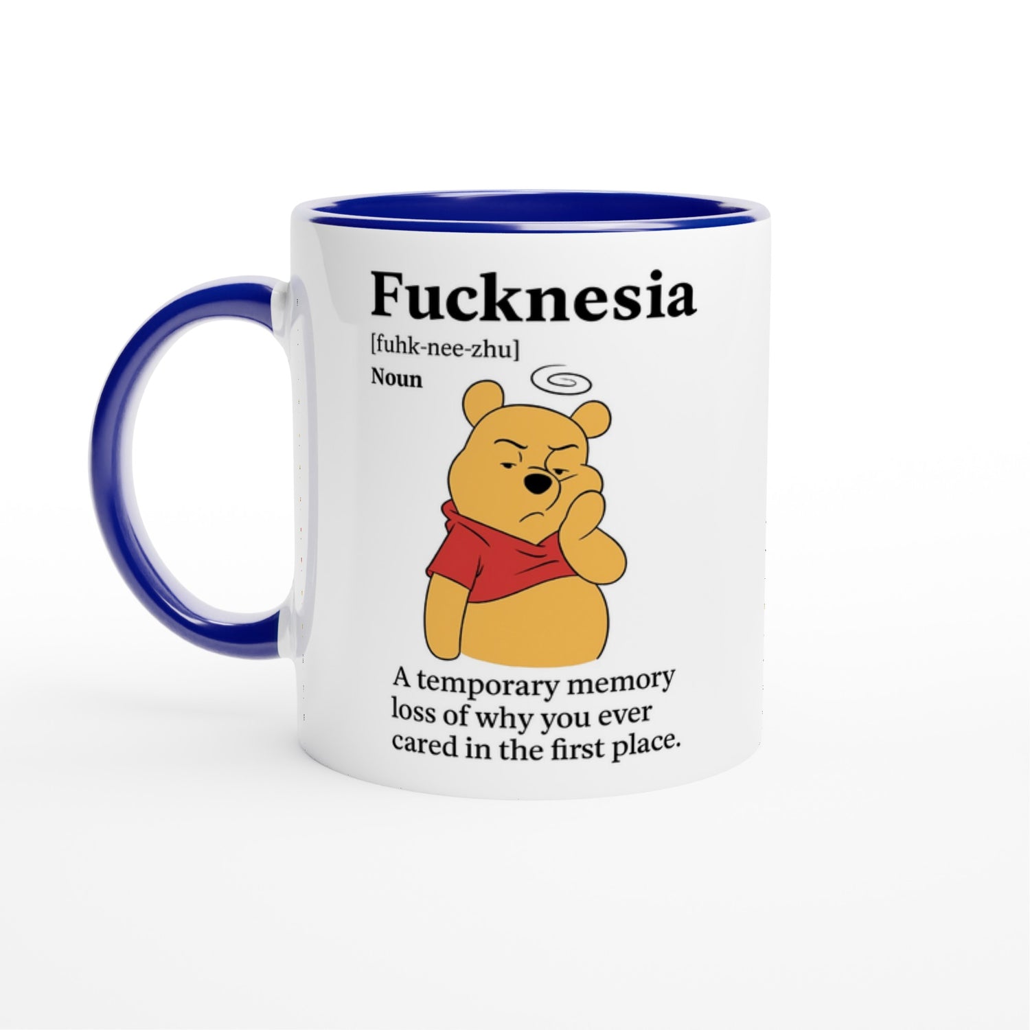 Funny "F*cknesia" Definition Mug – 11oz Sarcastic Coffee Cup – Temporary Memory Loss Joke – Office Humor Gift for Coworkers or Friends Ceramic Blue