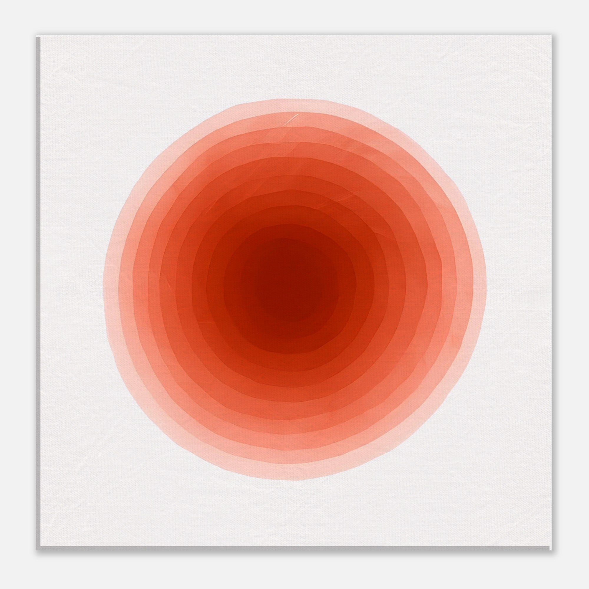 Crimson Pulse – Abstract Red Watercolor Circle Print - Slim Canvas - Wall Art 40x40 cm 16x16″