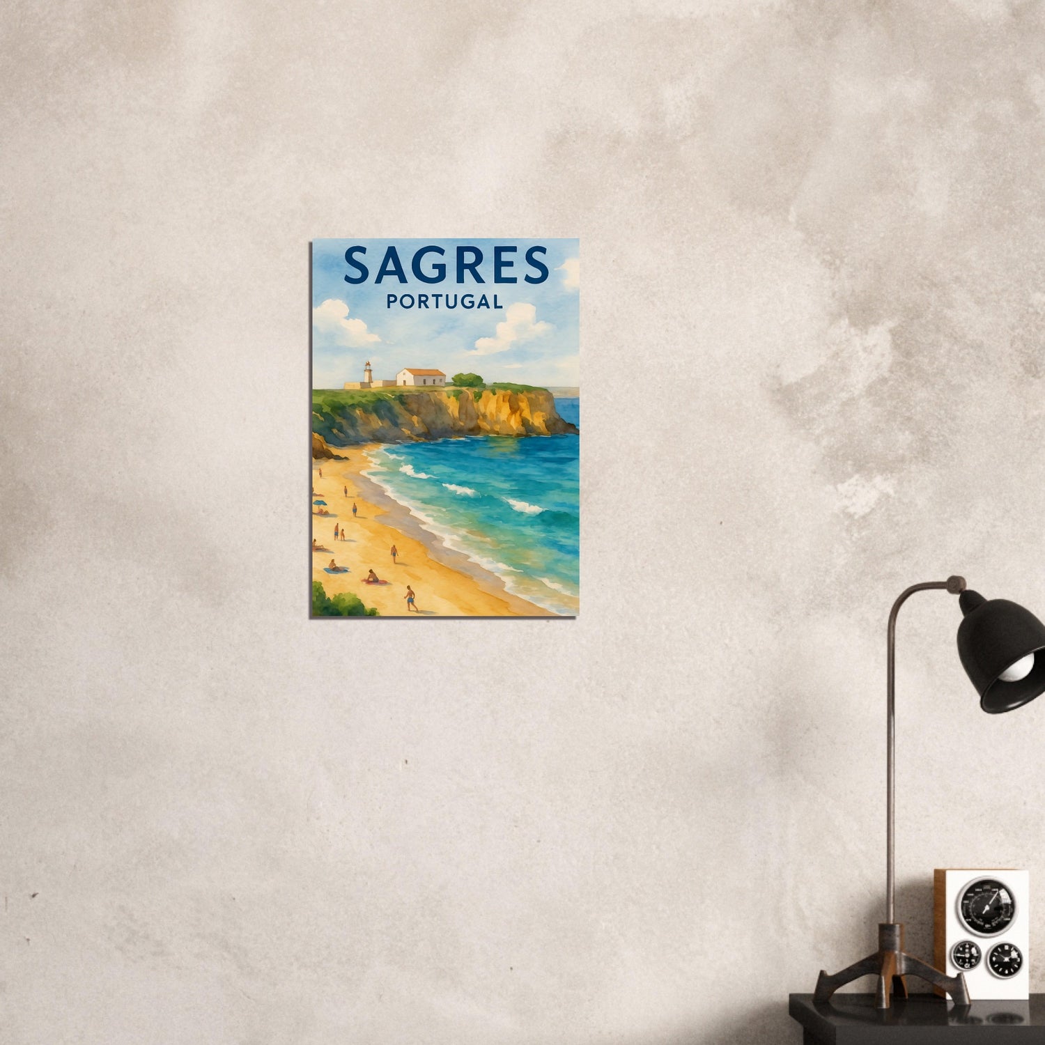 Sagres Portugal Beach Art Print – Coastal Watercolor Poster, Unframed Travel Wall Art in A3/A4 Sizes A2 (42 x 59.4 cm)