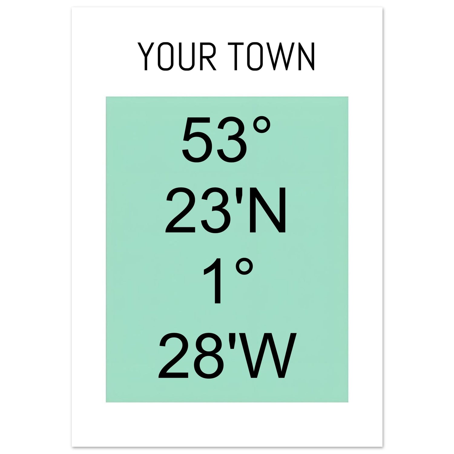 Personalized Map or Custom Location Coordinates Poster Print | Minimalist Unframed Wall Art Decor A3 A4 A5 21x29.7 cm 8x12" Black and Green