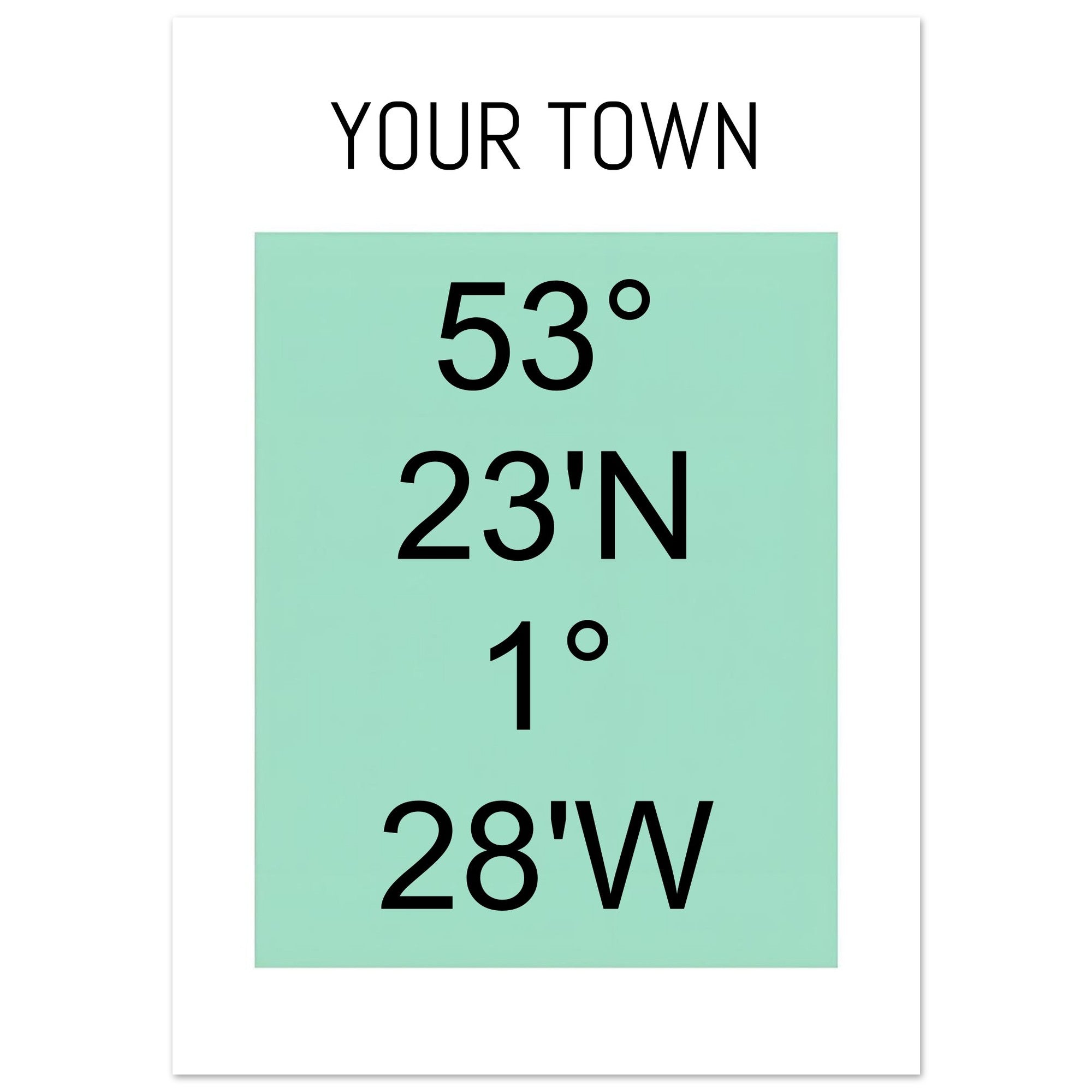 Personalized Map or Custom Location Coordinates Poster Print | Minimalist Unframed Wall Art Decor A3 A4 A5 21x29.7 cm 8x12" Black and Green