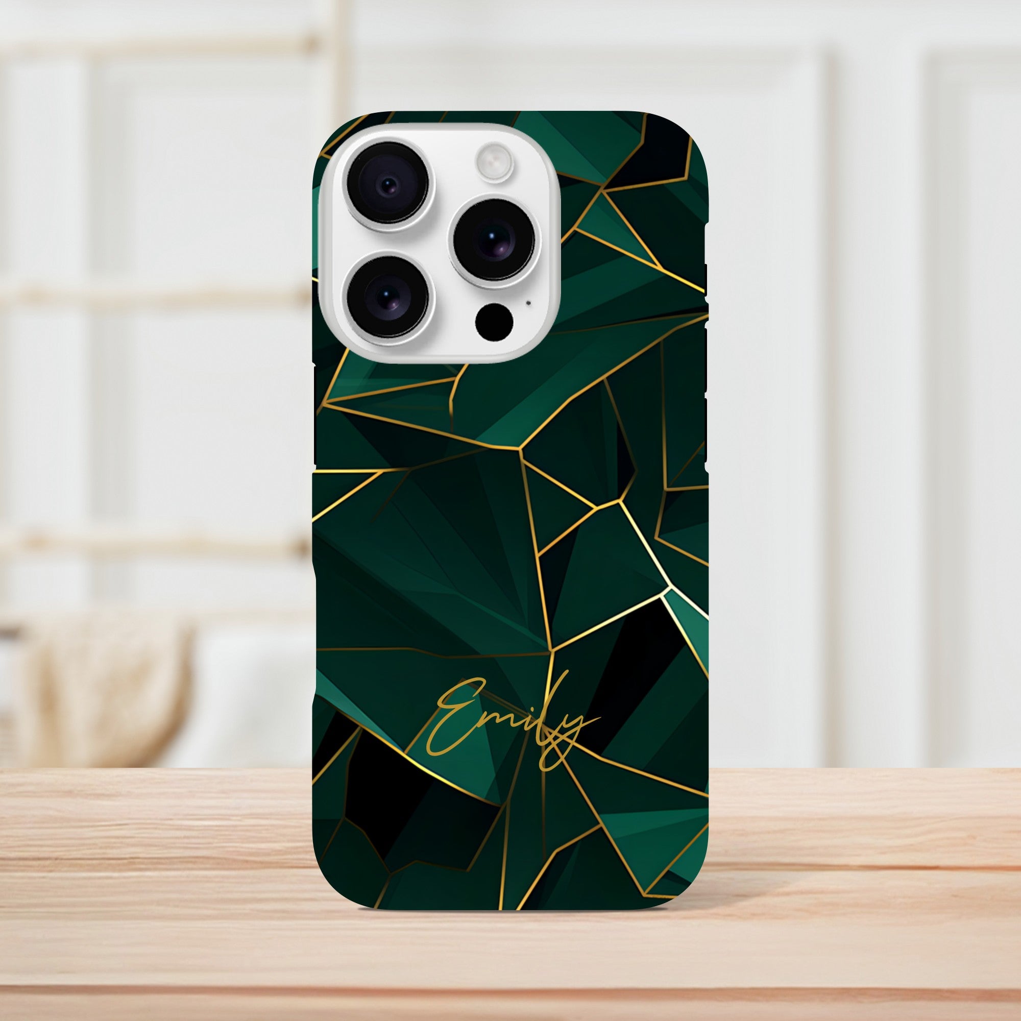 Personalized Emerald Green Tough iPhone Case - Luxury Double-Layer Protection