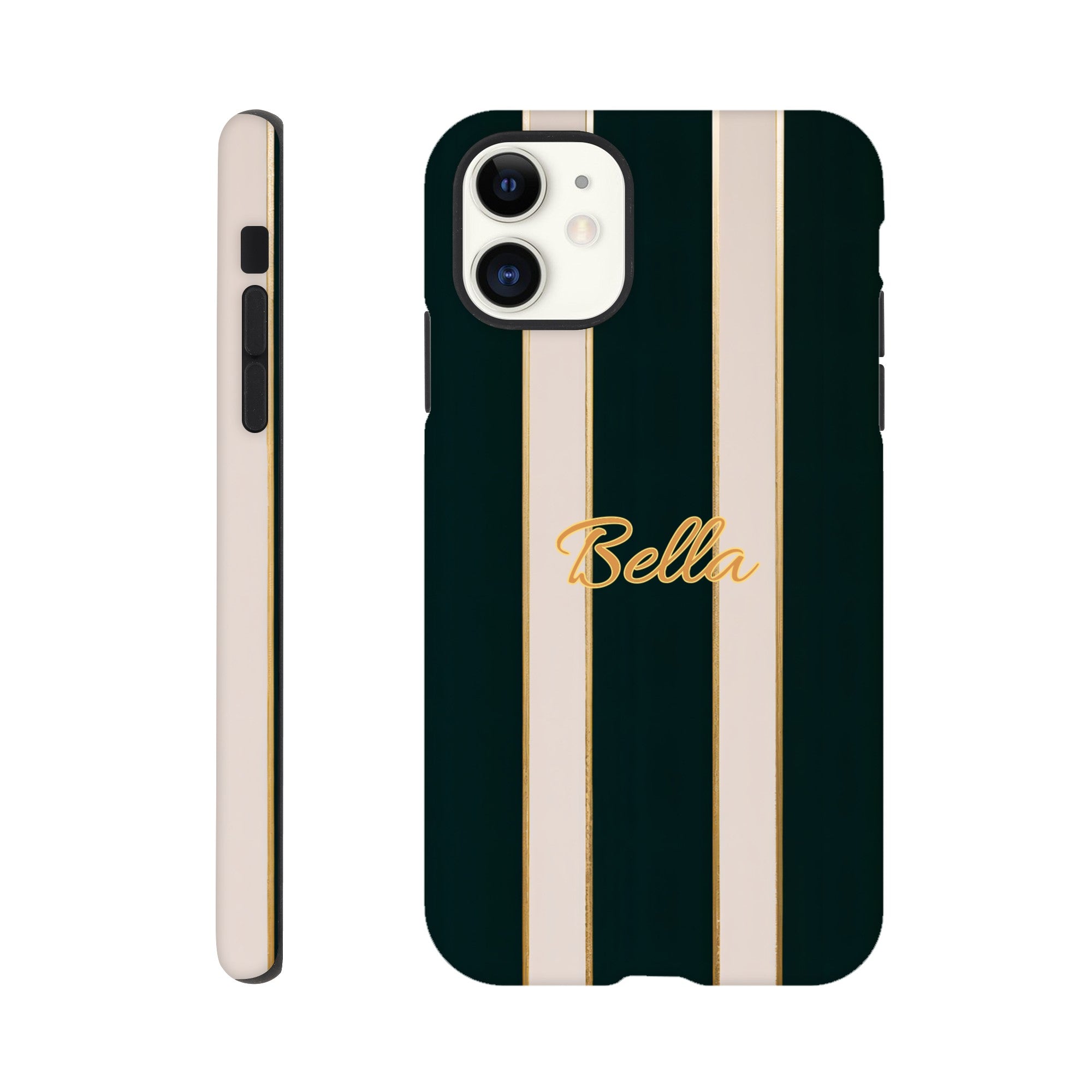 Elegant Striped Phone Case - Black & Cream Design with Gold Accents for iPhone & Samsung | Luxury Protection iPhone 11