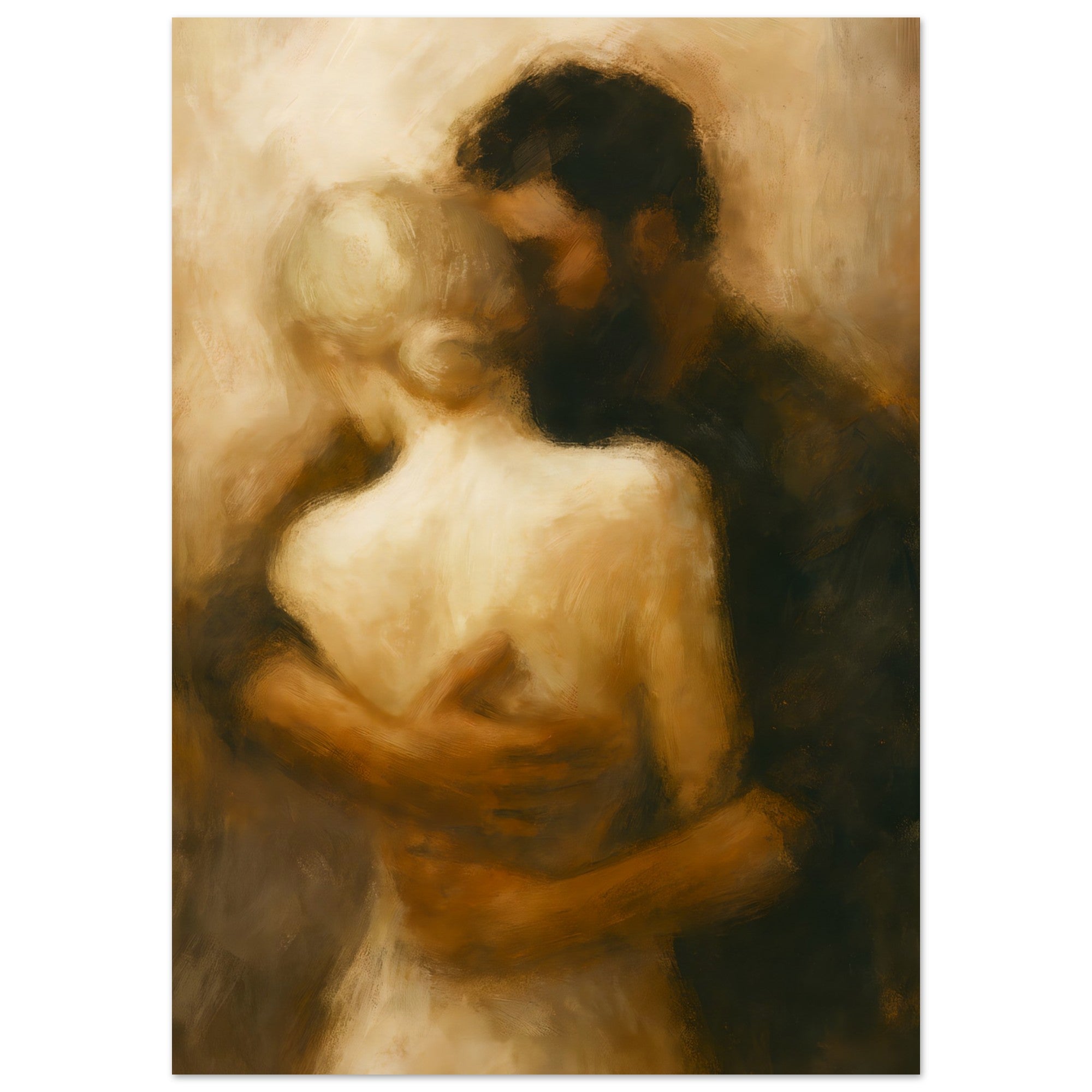 Soft Romantic Embrace Art - Abstract Couple Painting A0 (84.1 x 118.9 cm)