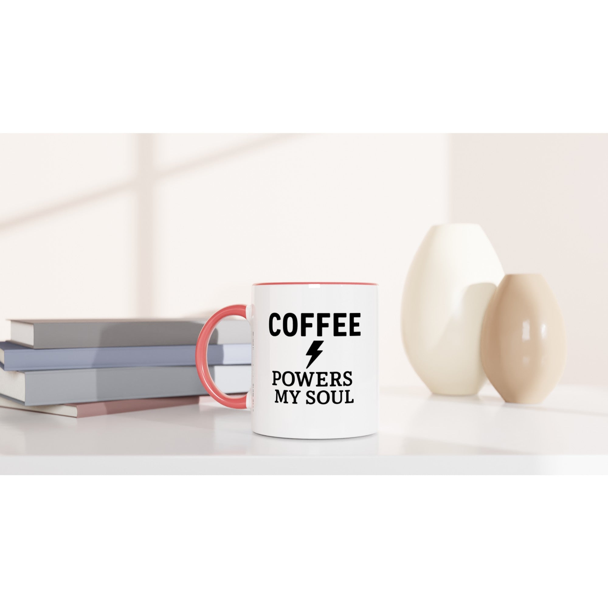 Coffee Powers My Soul Mug - Handmade Ceramic Cup - Perfect Gift for Coffee Lovers