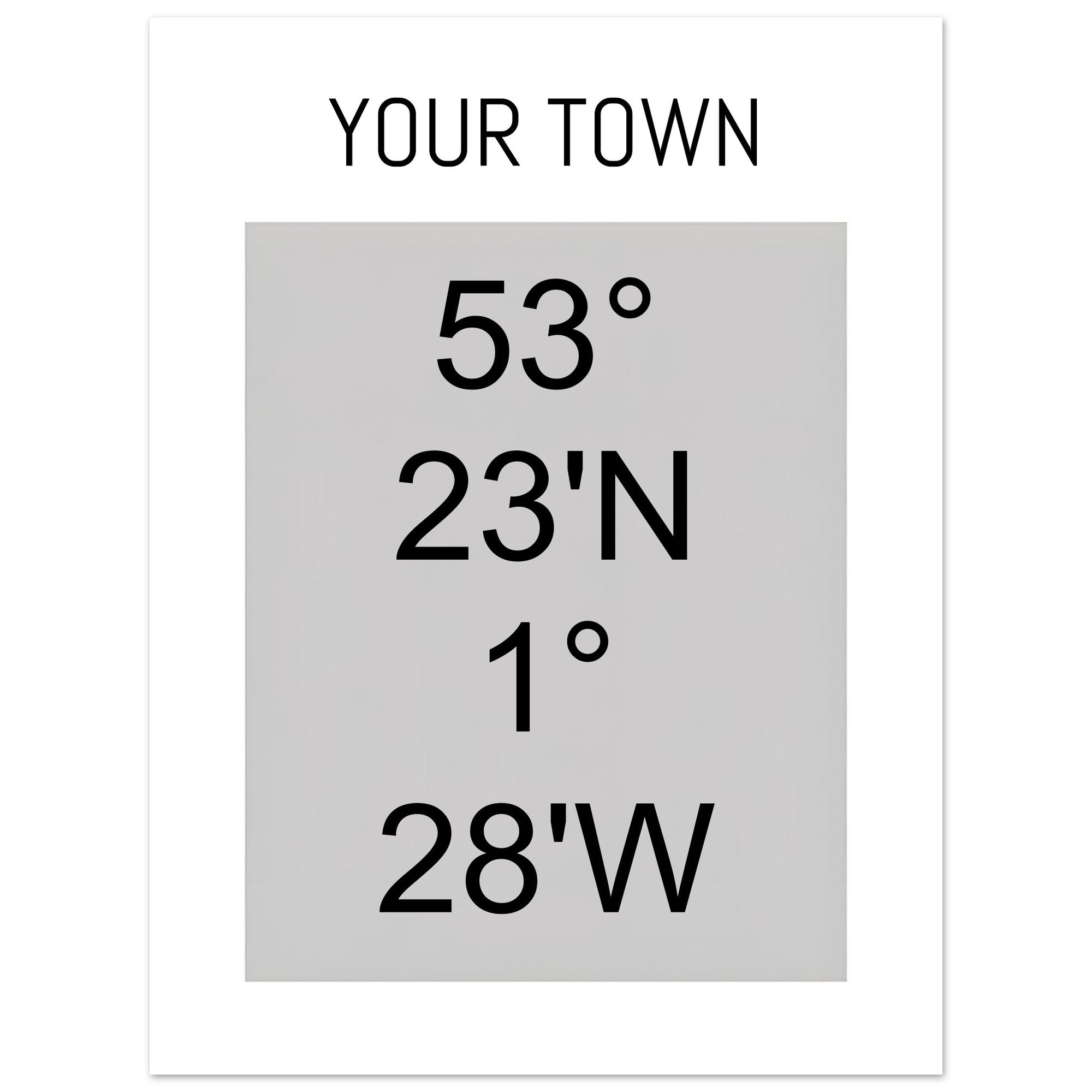 Personalized Map or Custom Location Coordinates Poster Print | Minimalist Unframed Wall Art Decor A3 A4 A5 75x100 cm 30x40″ Black and Grey
