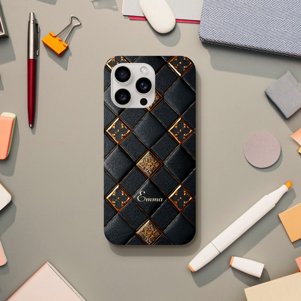 Personalized iPhone 16 and 15 Pro Max Cover,Luxury Checkers Pattern Tough Case,Custom Design,iPhone 16,15,14,13,12,11