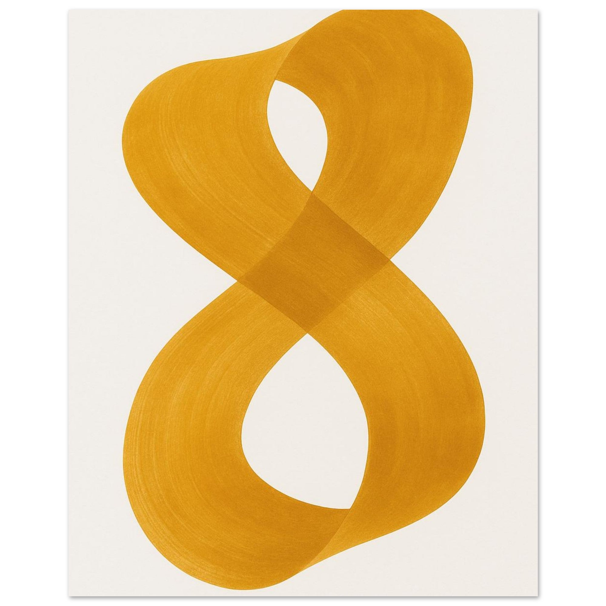 Infinity Abstract Brushstroke Art Print - Modern Minimalist Poster in Pink, Blue, Ochre, Black 20x25 cm 8x10″ Ochre