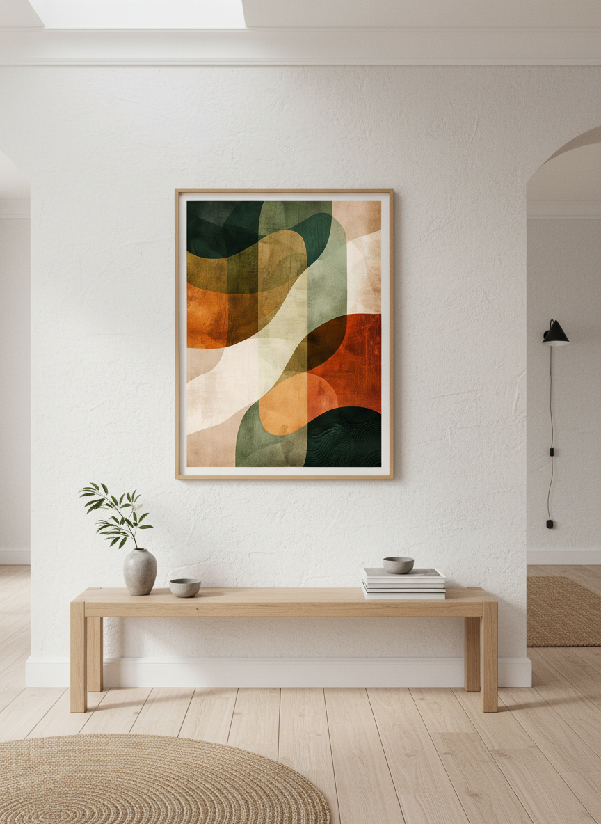 Autumn Currents - Earth-Tone Abstract Flow Art Print Digital Download PNG