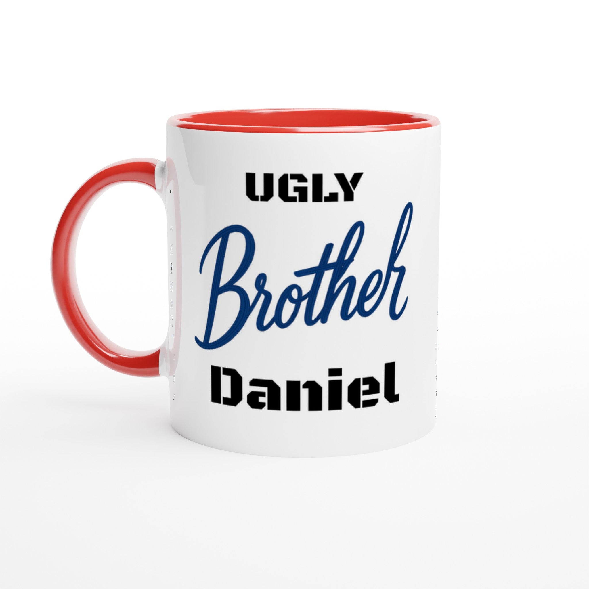 Brother Mug - Blue Brush Script Mug with Heart – Blue Calligraphy 11oz Coffee Cup – Gift for Brother, Birthday or Everyday Surprise