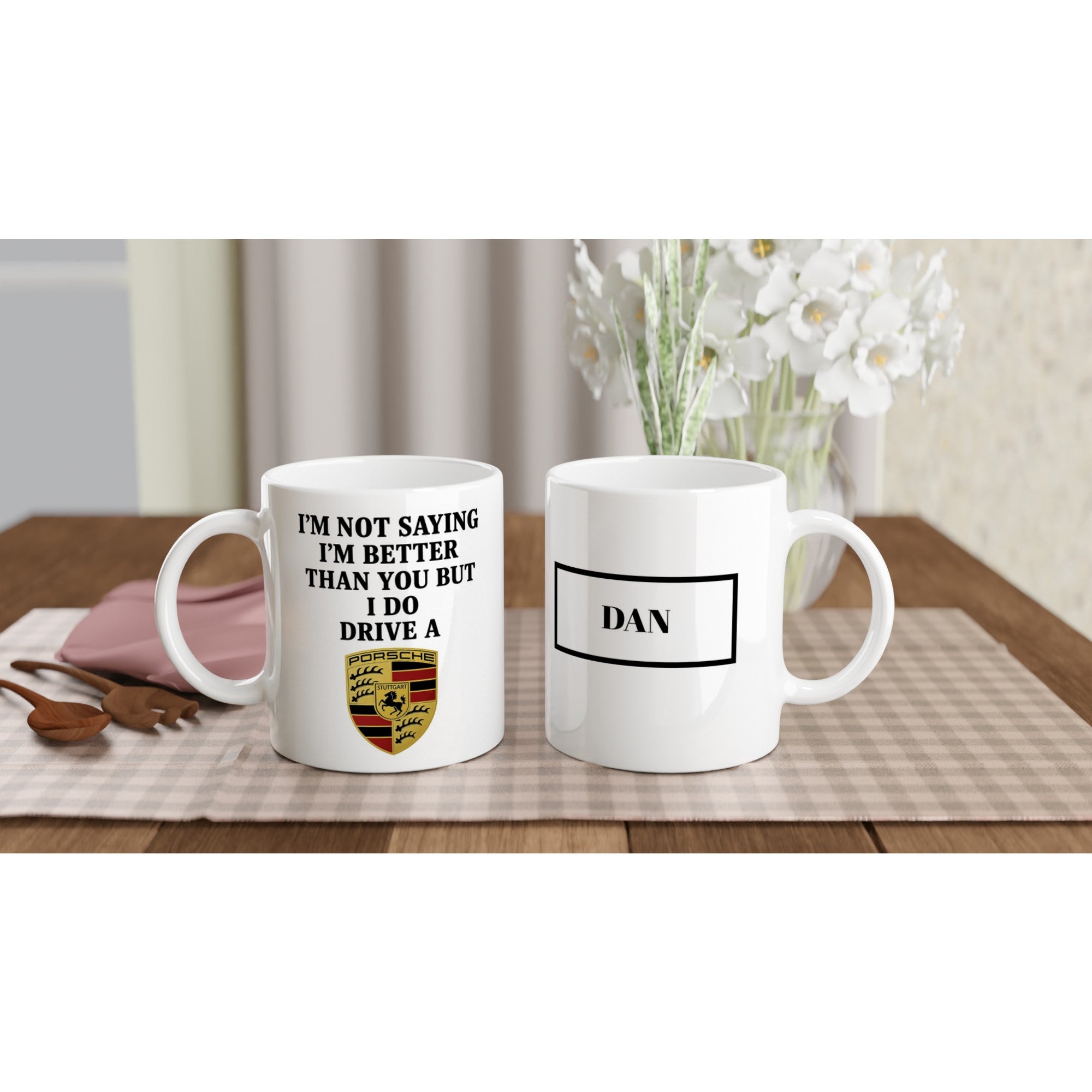 Porsche Passion: Personalized Ceramic Coffee Mug Ceramic White