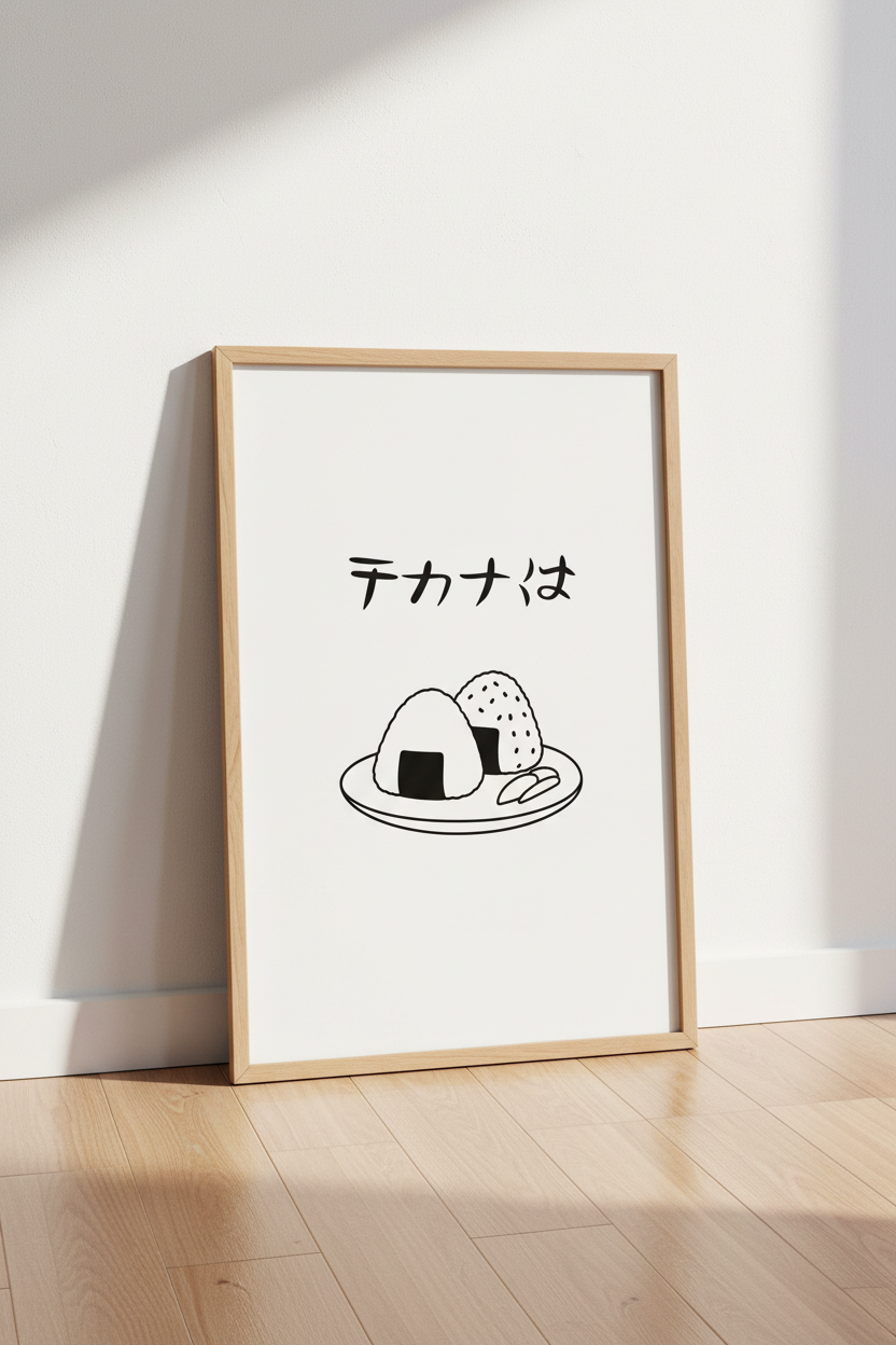 Onigiri Japanese Food Wall Art | Minimalist Kitchen Decor | Line Art Poster