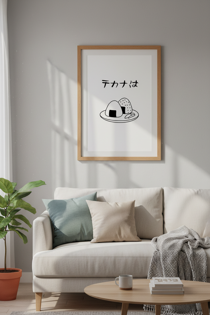Onigiri Japanese Food Wall Art | Minimalist Kitchen Decor | Line Art Poster