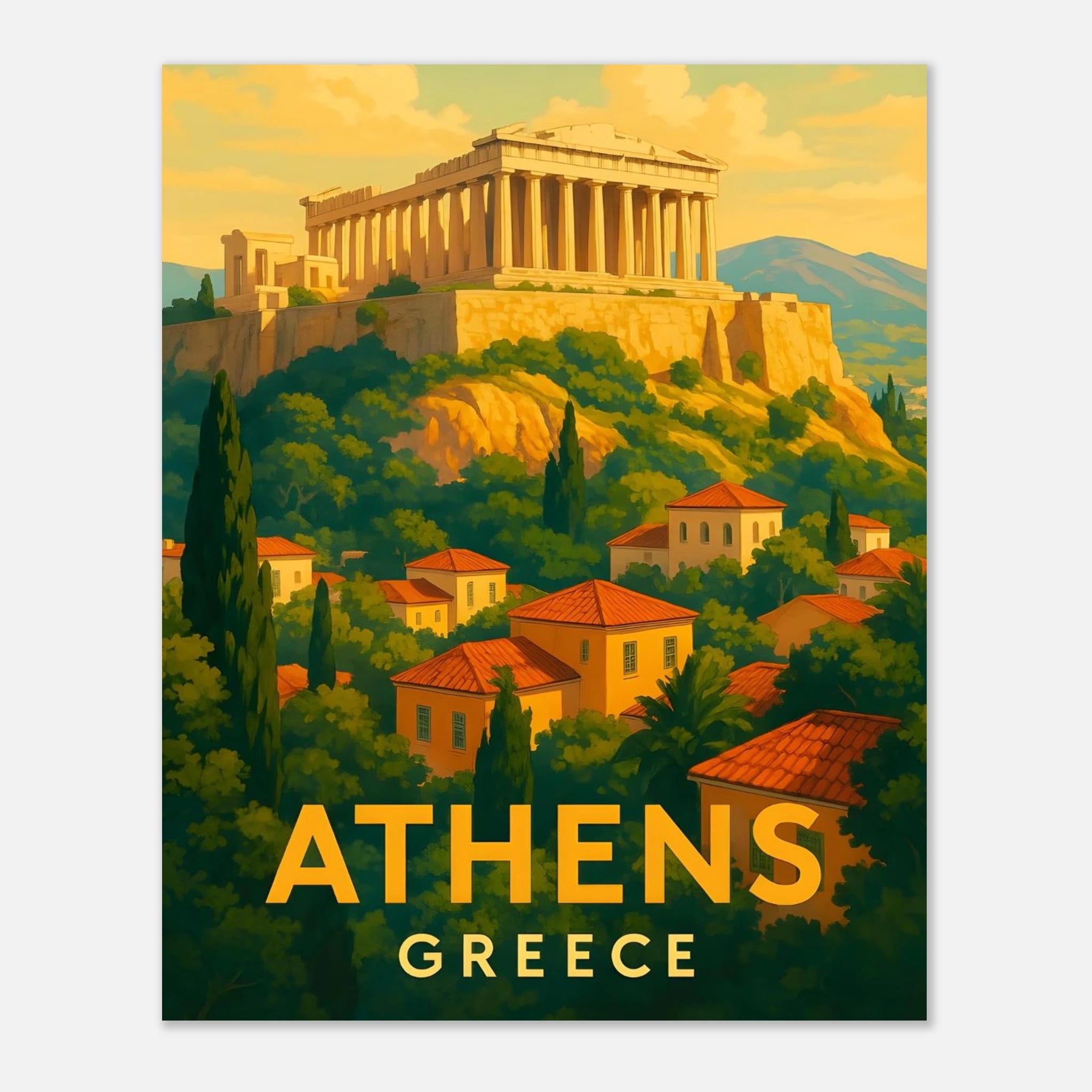 Athens Greece Travel Poster 40x50 cm 16x20″