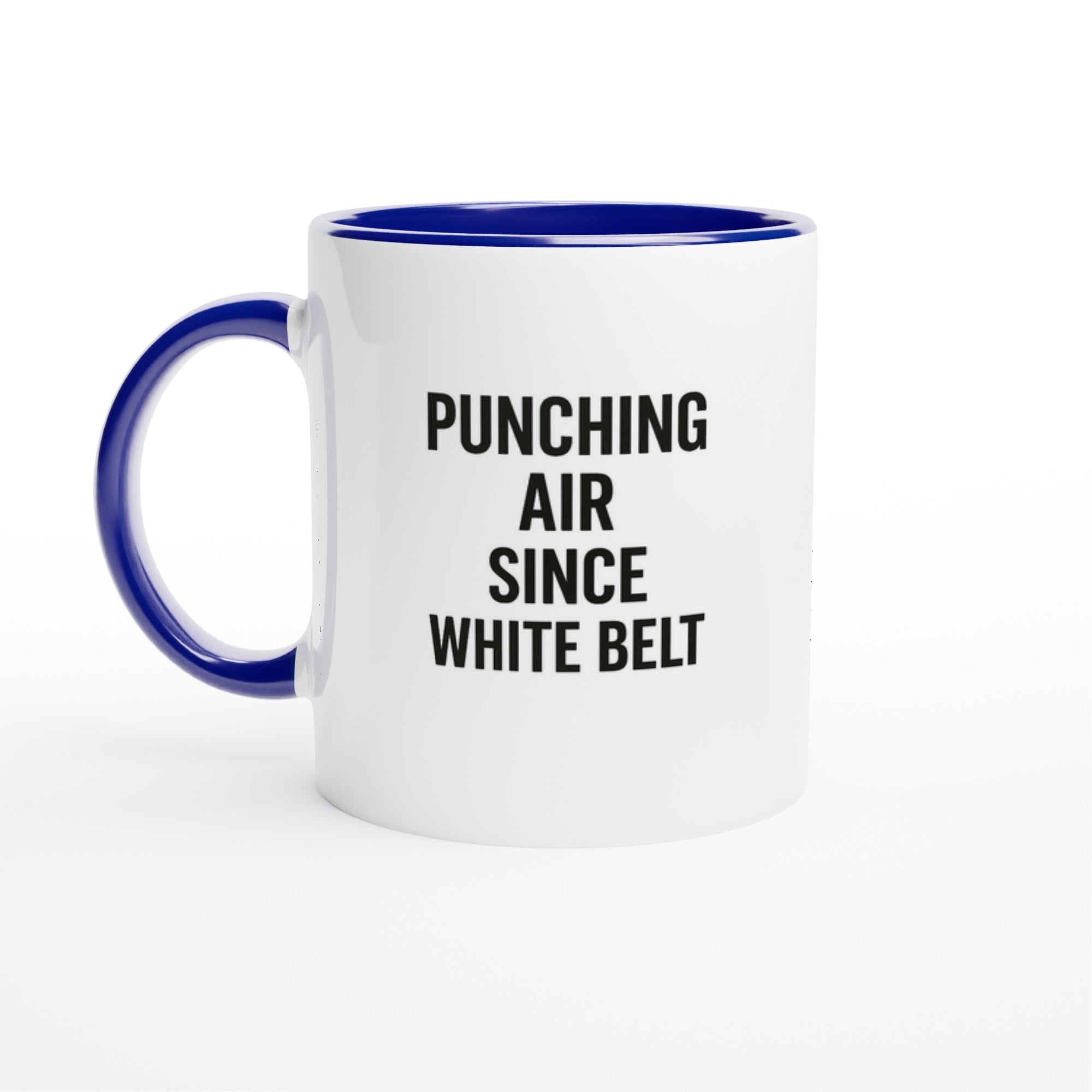 Punching Air Since White Belt - Funny Karate Mug for Students & Sensei Gift Ceramic Blue