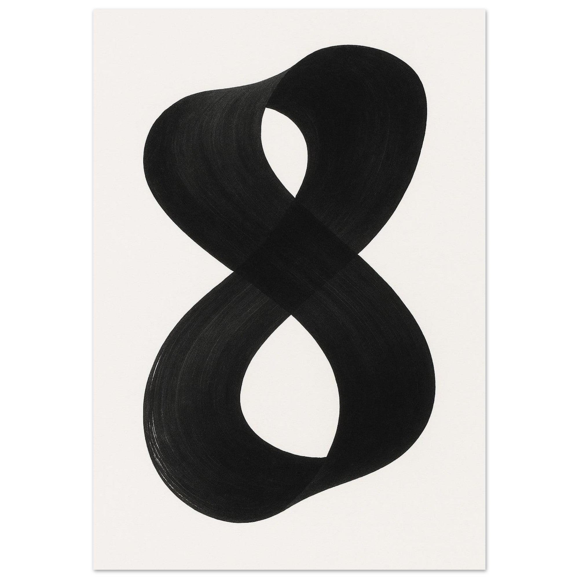 Infinity Abstract Brushstroke Art Print - Modern Minimalist Poster in Pink, Blue, Ochre, Black 70x100 cm 28x40″ Black