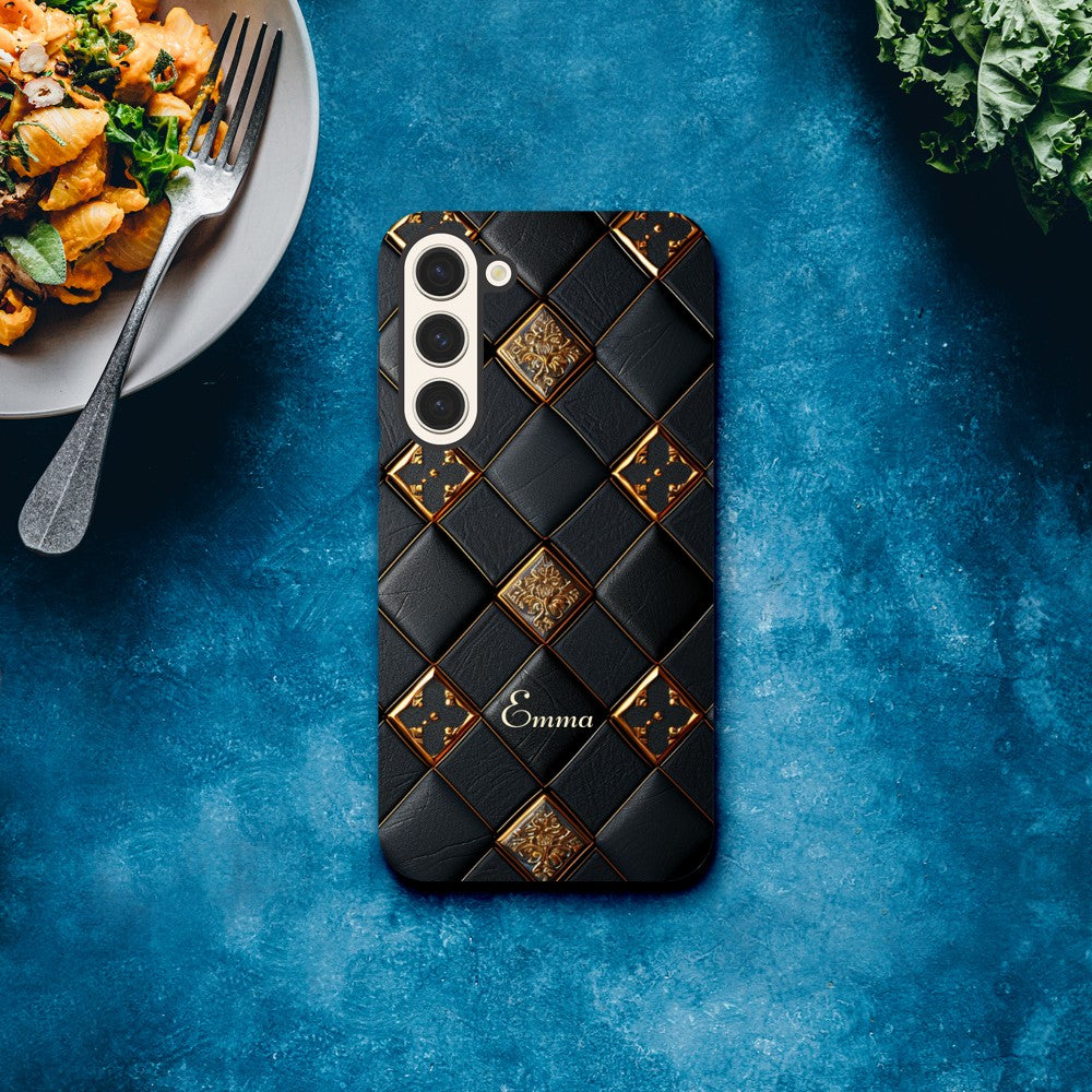 Luxury Checkers Pattern Phone Case for Samsung Galaxy S23, S22 Ultra, S21, S20, Custom Design