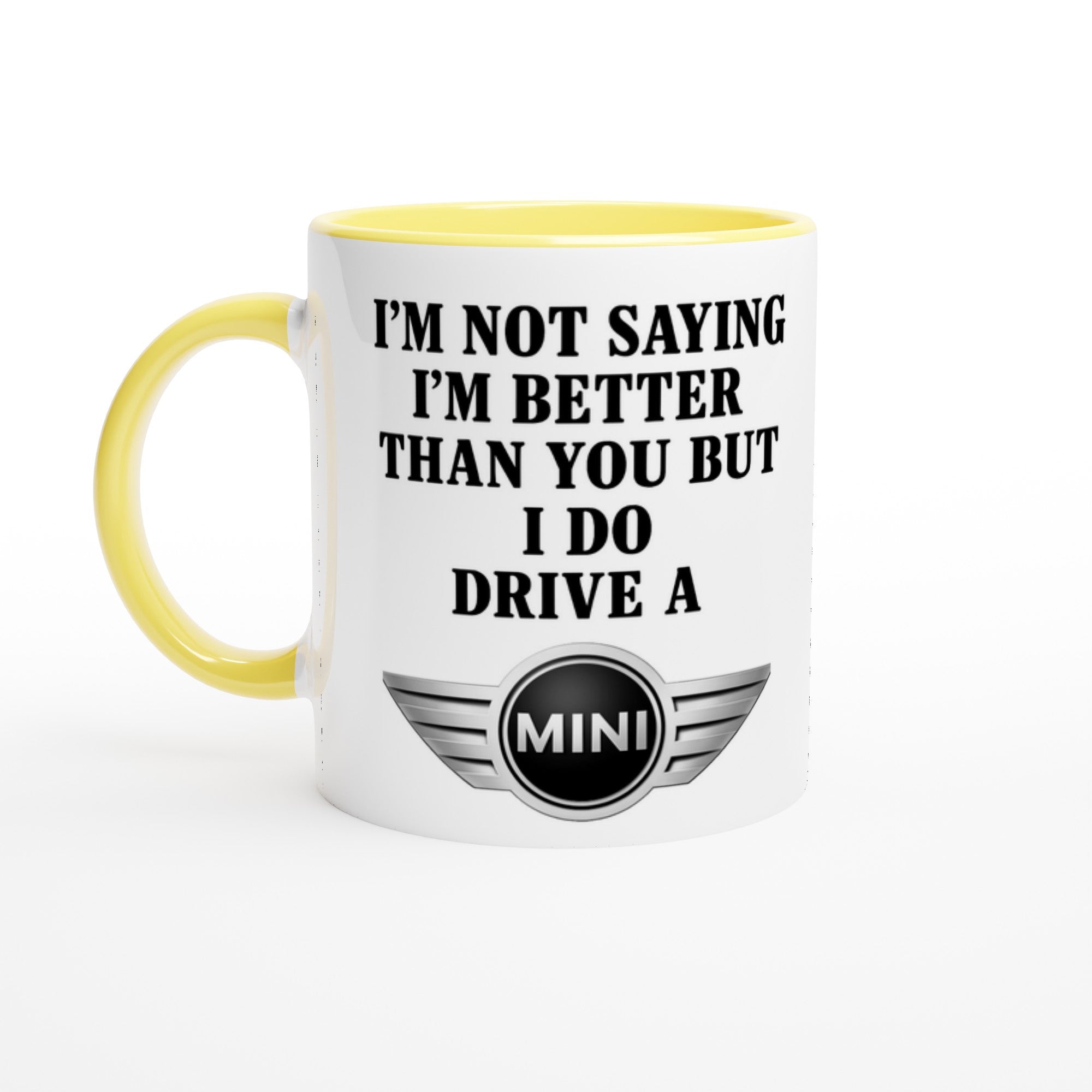 Mini Driver Mug - Funny 11oz Coffee Cup Gift for Car Enthusiasts Ceramic Yellow