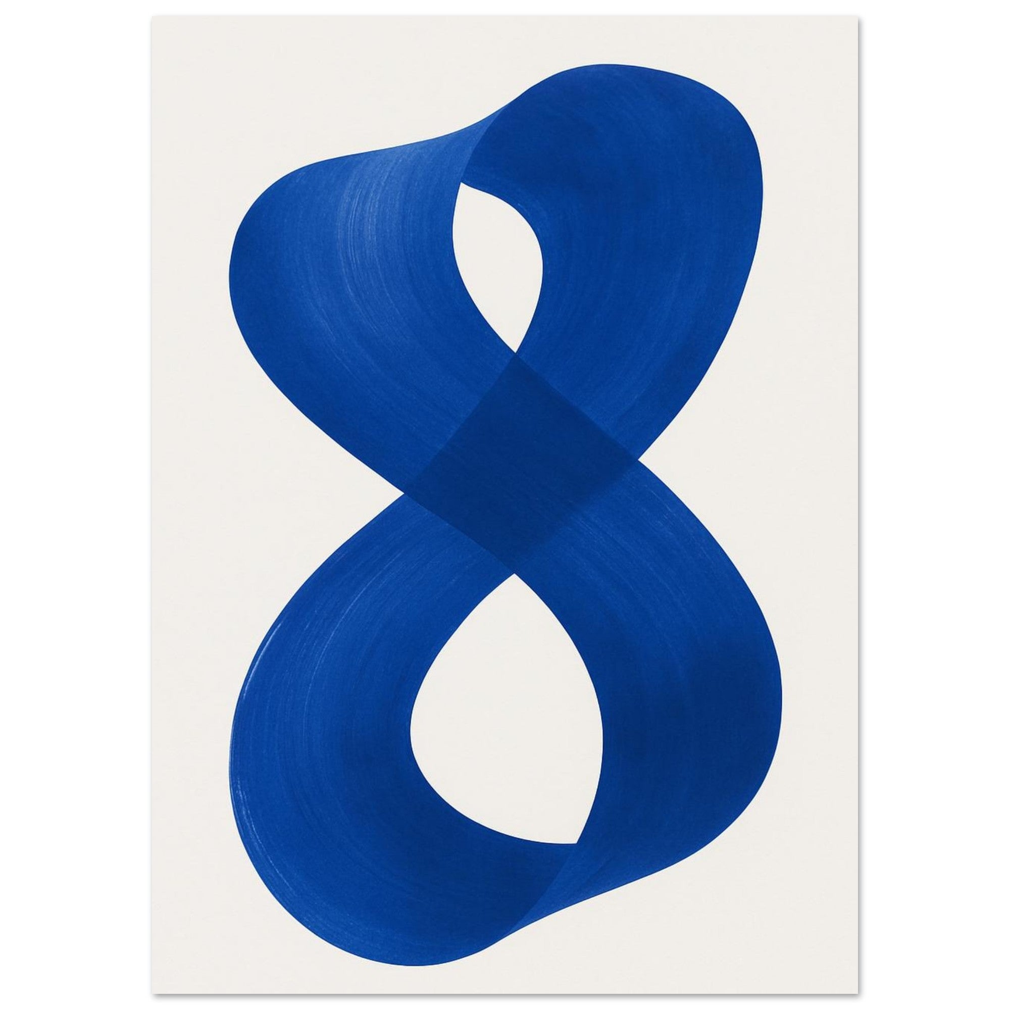 Infinity Abstract Brushstroke Art Print - Modern Minimalist Poster in Pink, Blue, Ochre, Black 13x18 cm 5x7″ Blue