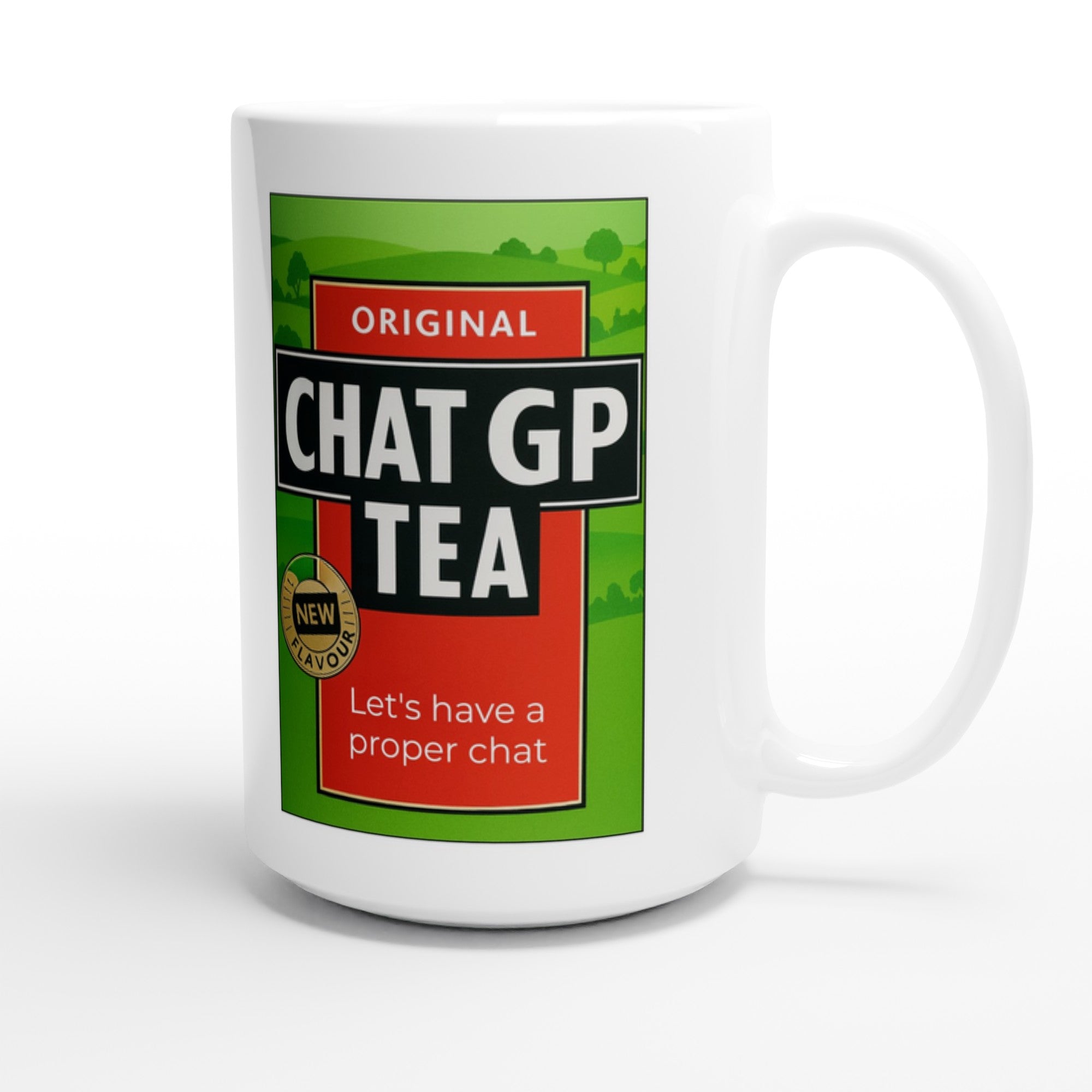 Chat GP Tea Mug - Humorous 15oz Coffee Cup for Tea Lovers & ChatGPT AI Fans