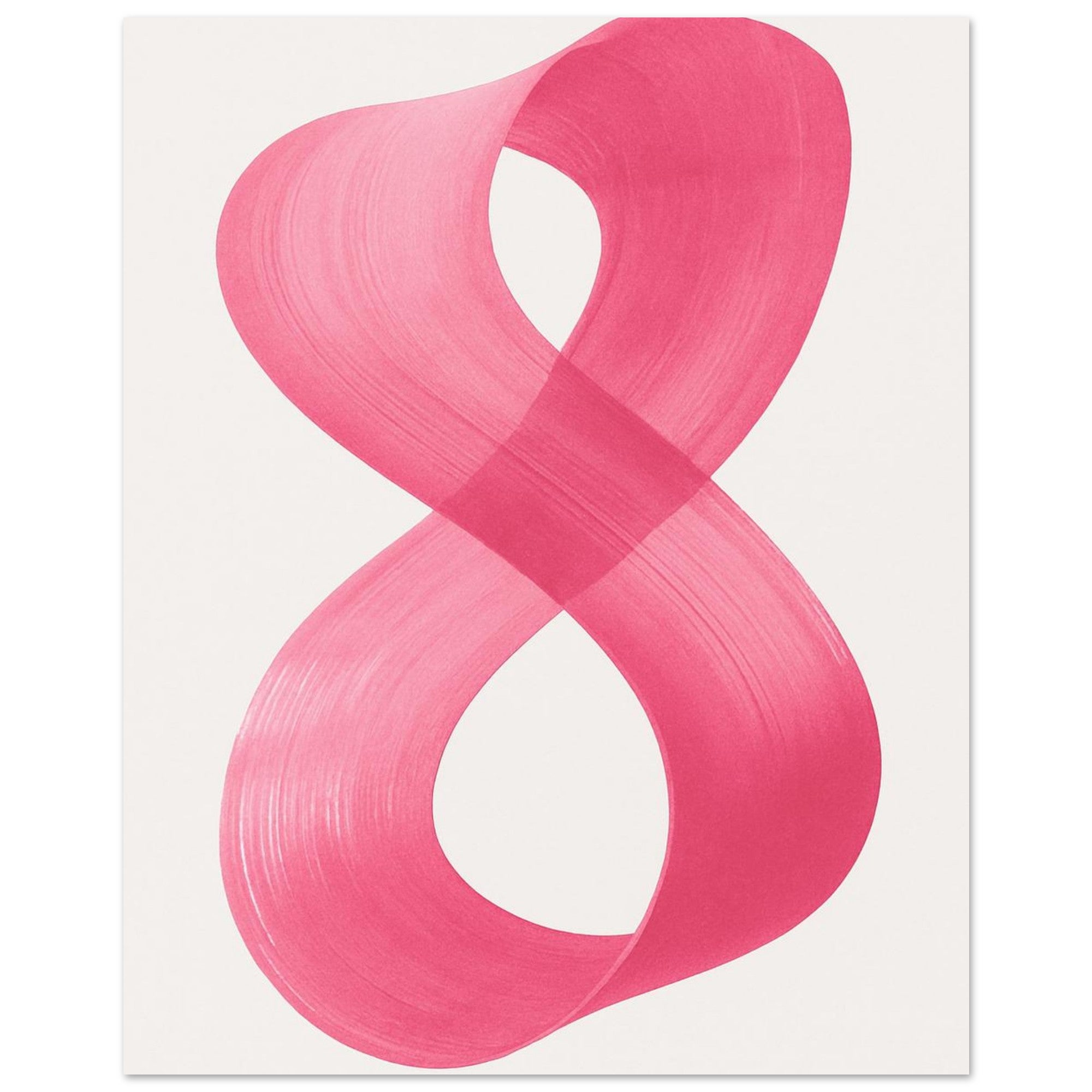 Infinity Abstract Brushstroke Art Print - Modern Minimalist Poster in Pink, Blue, Ochre, Black 20x25 cm 8x10″ Pink