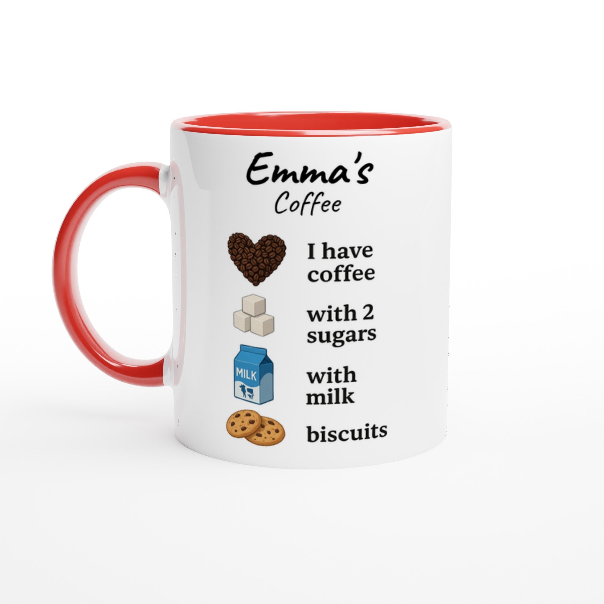 Personalized Coffee Mug - Custom Name Mug with Colorful Rim - Perfect Gift for Coffee Lovers