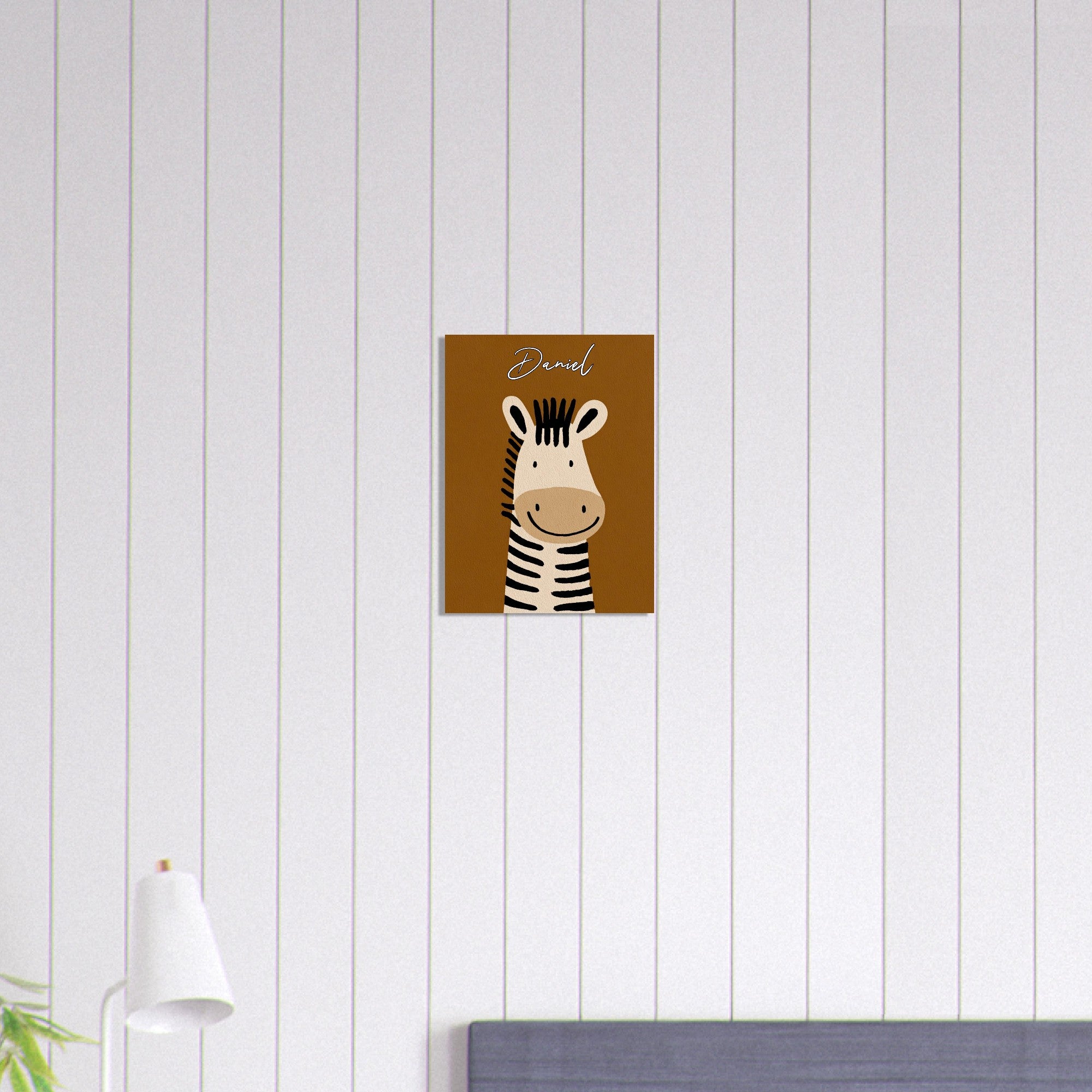 Personalized Cute Zebra Nursery Poster - Wild Animal Wall Art - Custom Kids Print 30x40 cm 12x16″