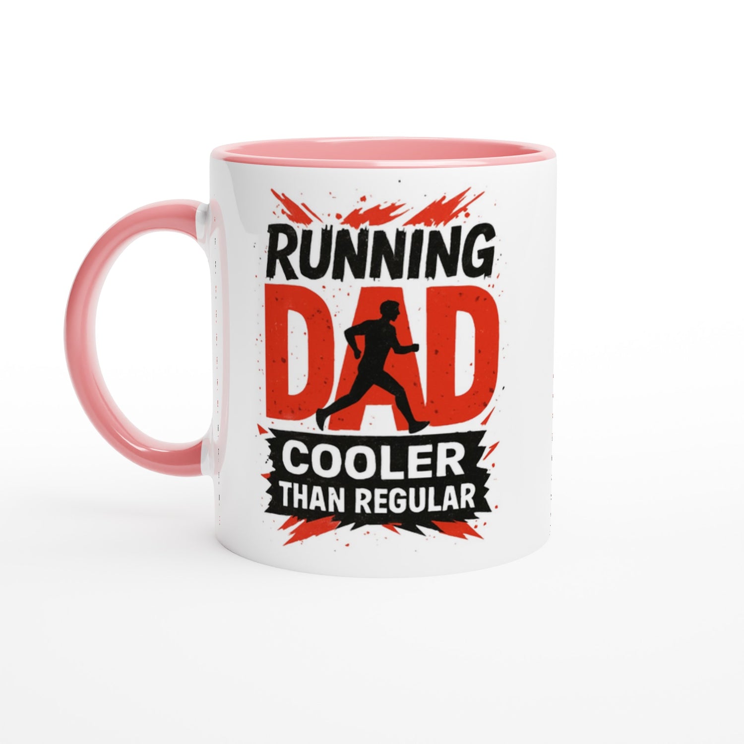 Running Dad Mug - Cooler than Regular Dad | 11oz Gift for Runners Ceramic Pink