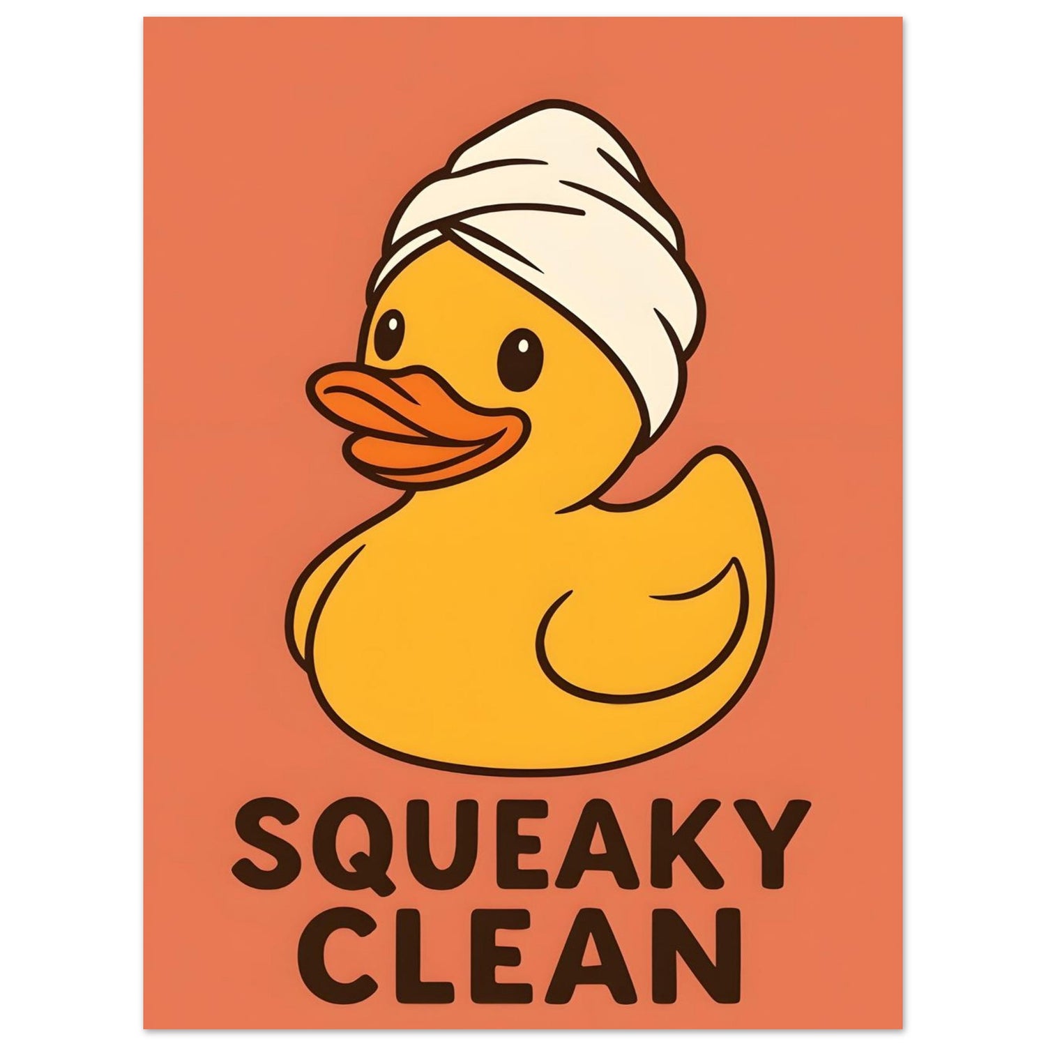 Squeaky Clean Poster - Fun Bathroom Art - Perfect for Home Decor 30x40 cm 12x16″ Orange
