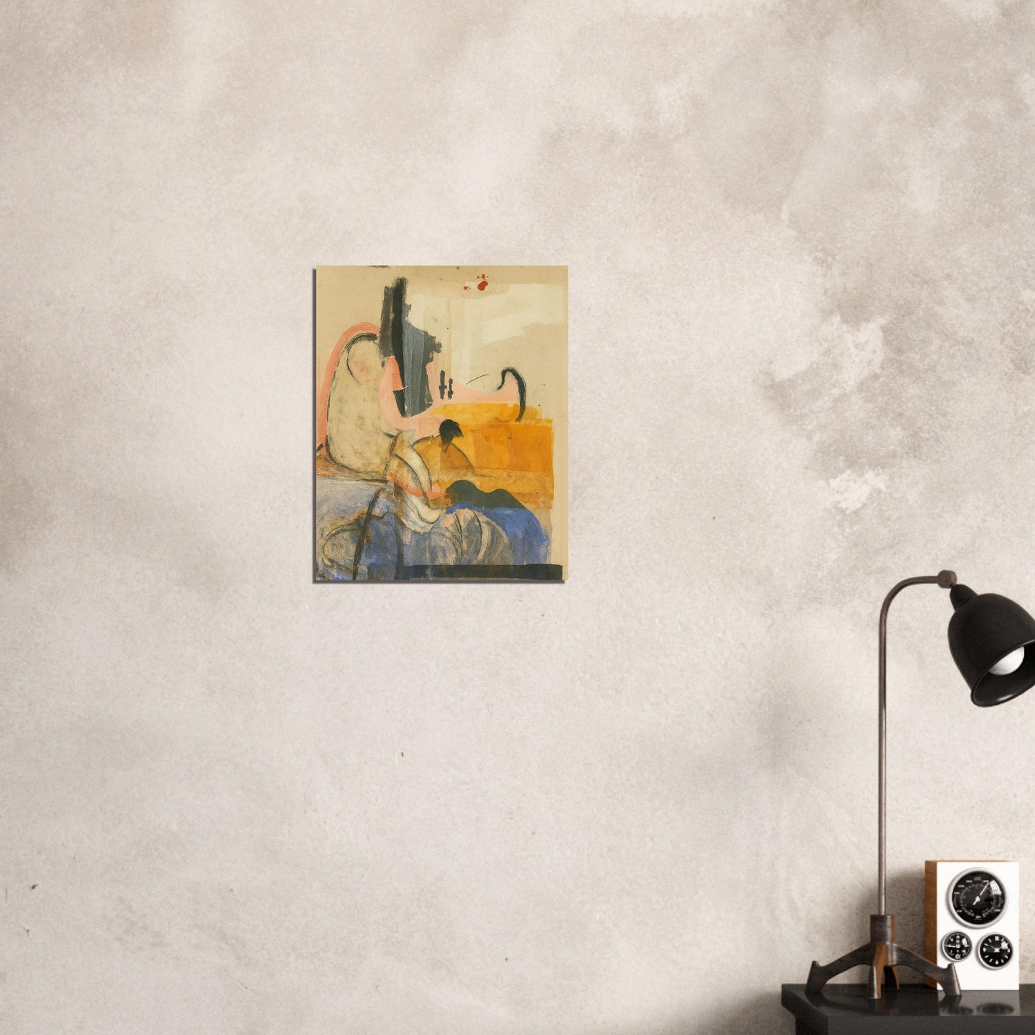 Echoes in Ochre: Modern Abstract Watercolor Poster (A3 Size | Vertical | Textured Art Print) 40x50 cm 16x20″